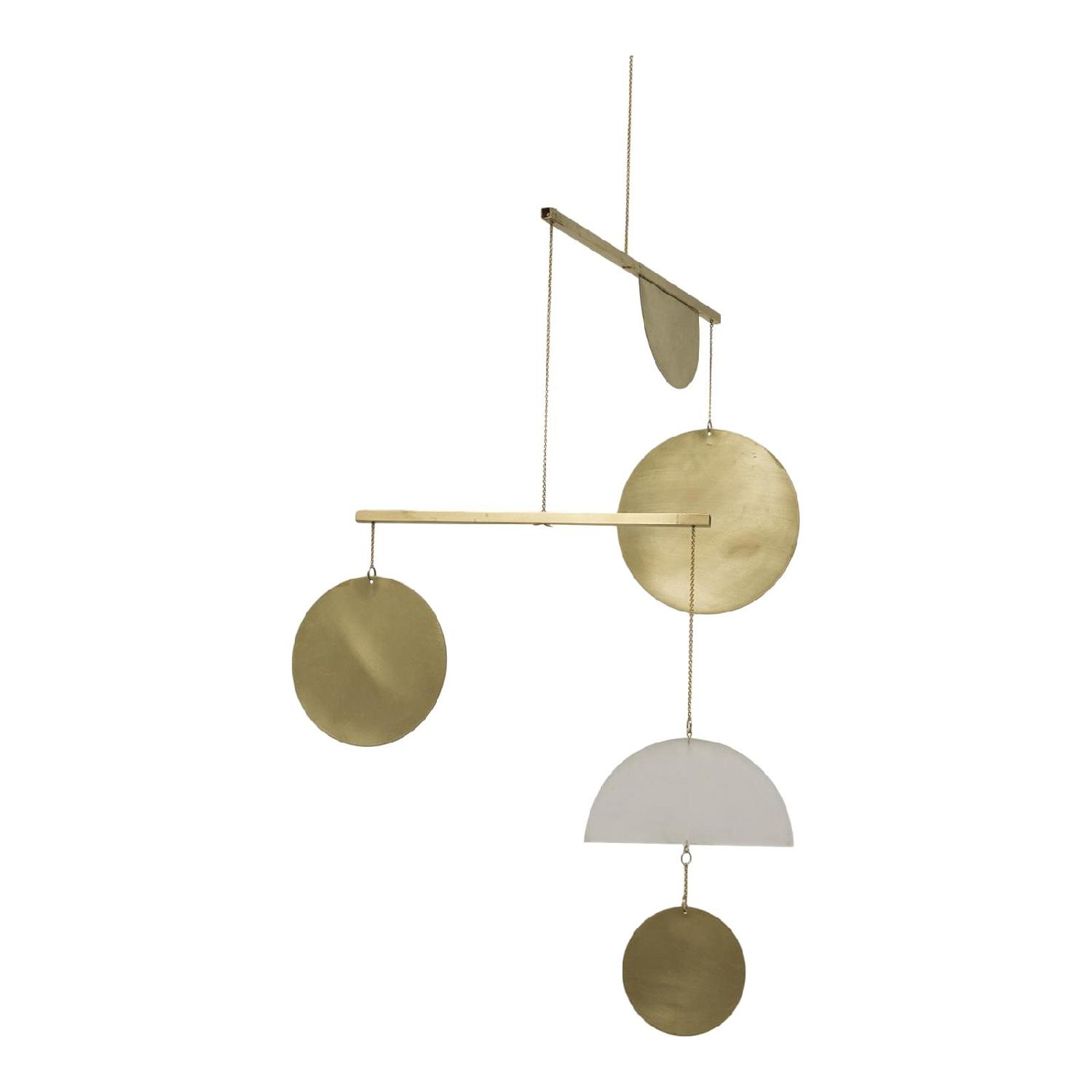 Circle & Line Design Brass Geometric Mobile - image-0