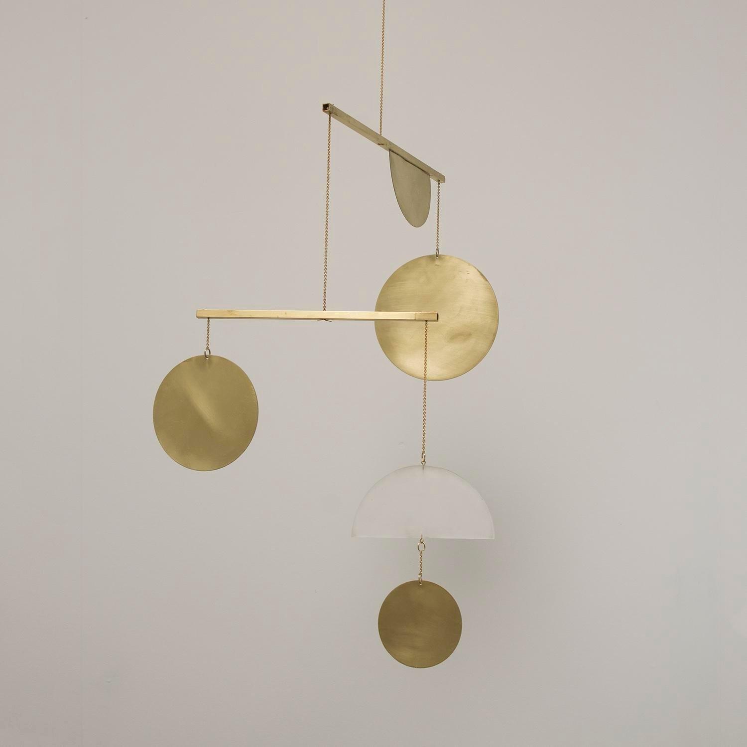 Circle & Line Design Brass Geometric Mobile - image-6