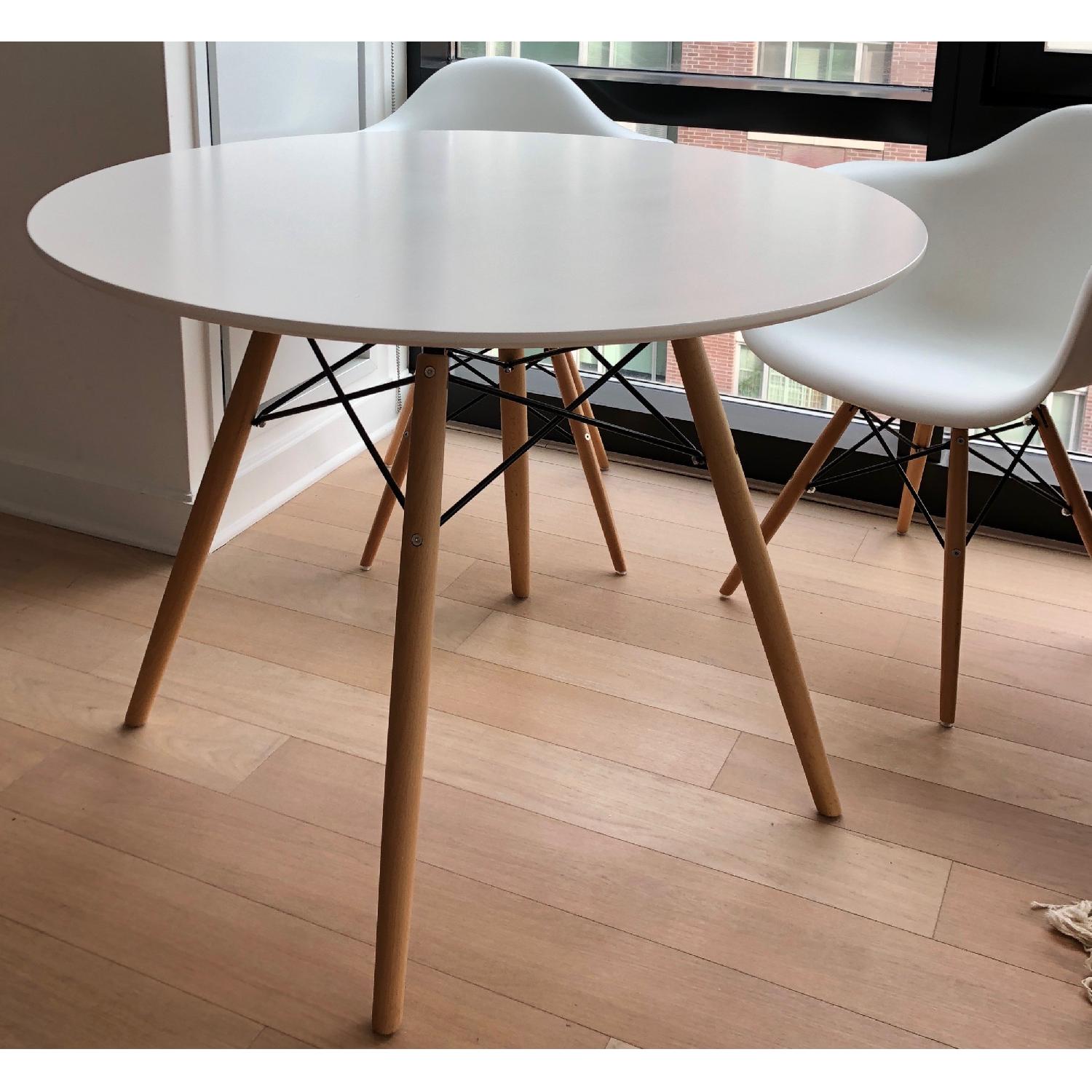 White Round Dining Table w/ 2 Chairs - image-1