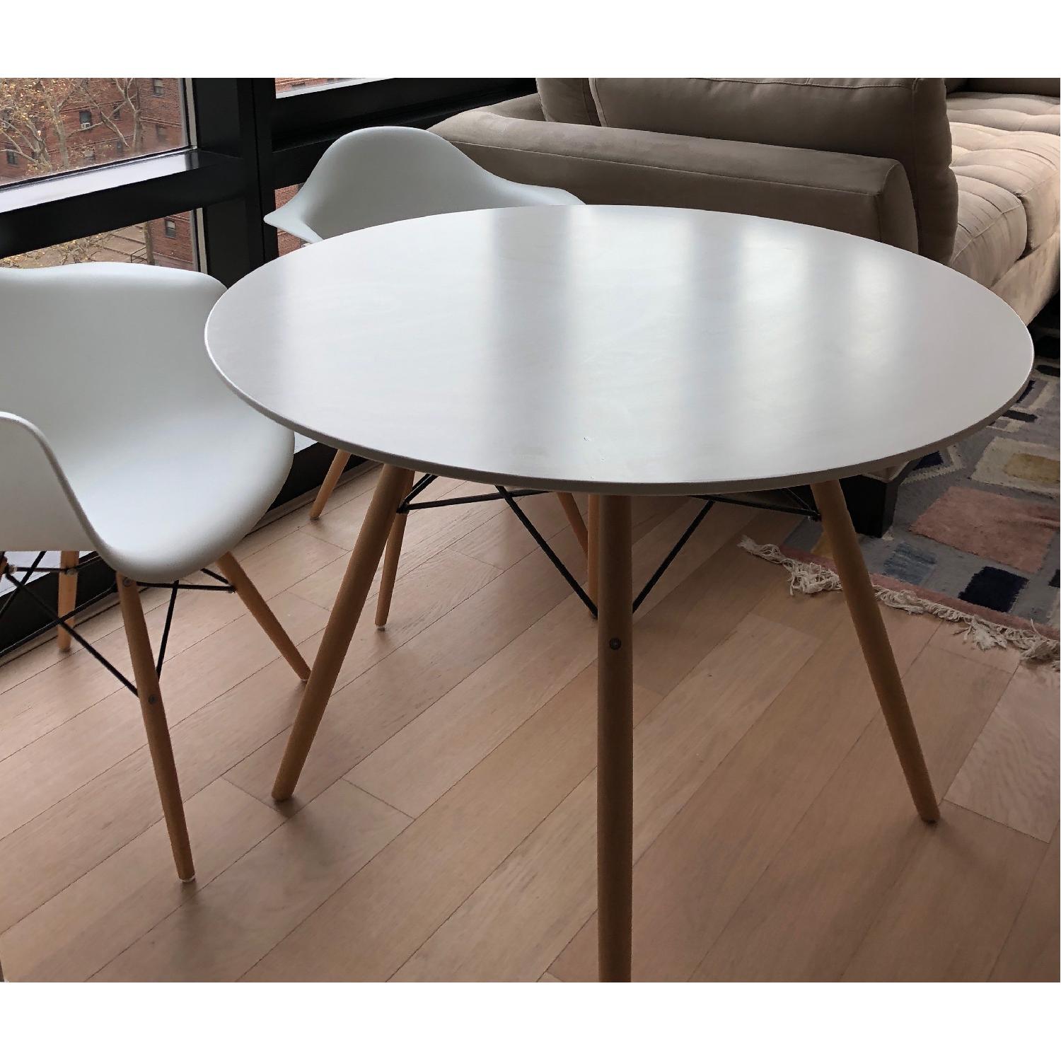 White Round Dining Table w/ 2 Chairs - image-3