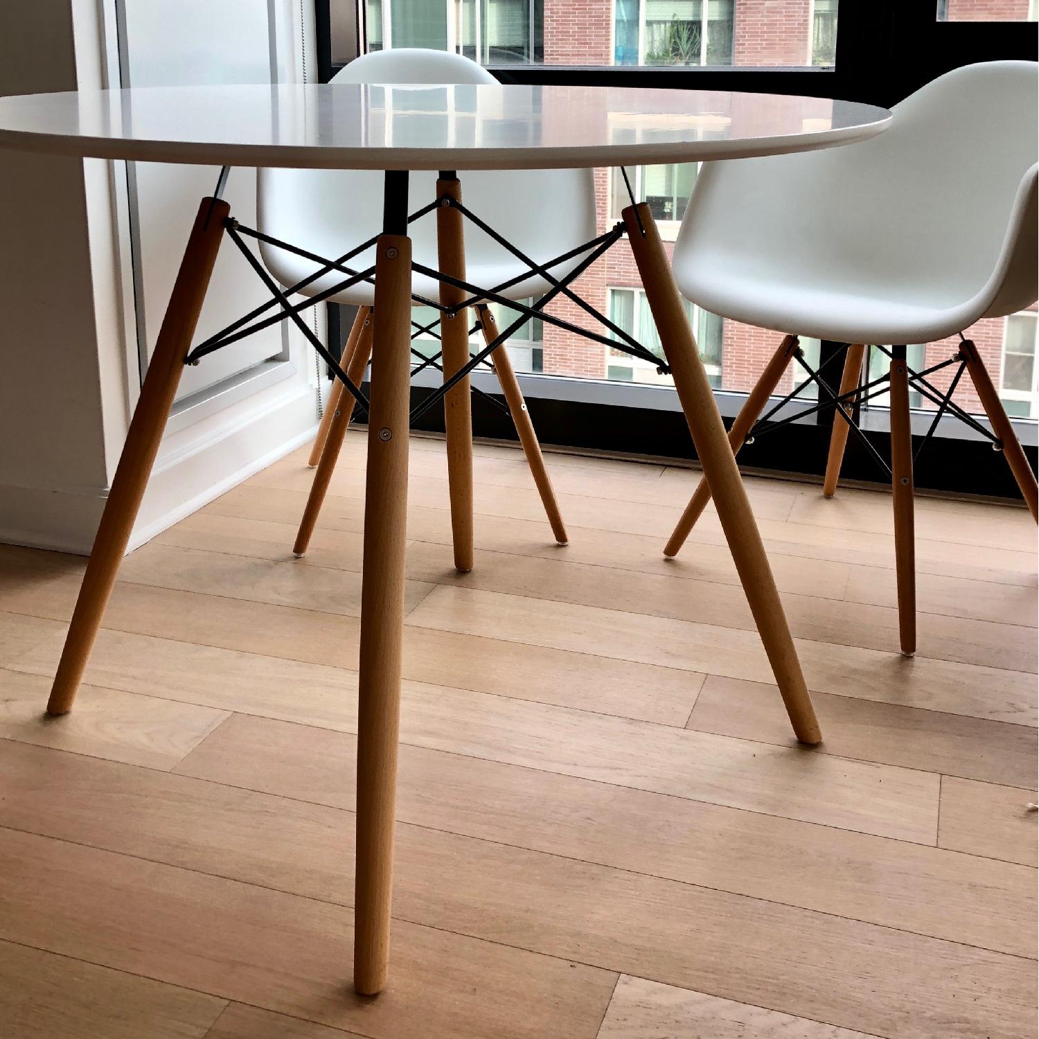 White Round Dining Table w/ 2 Chairs - image-4