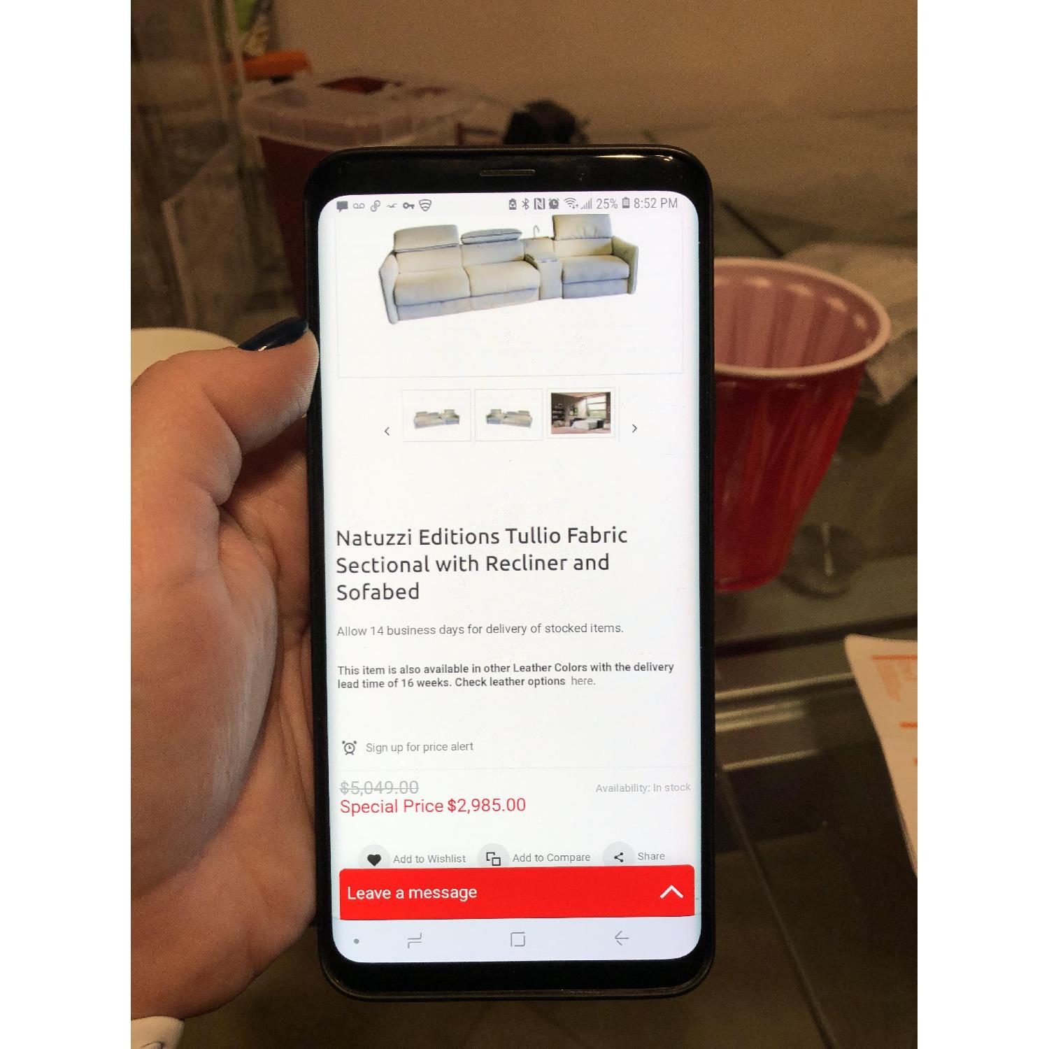 Natuzzi Sleeper Sectional Sofa w/ Recliner - image-3