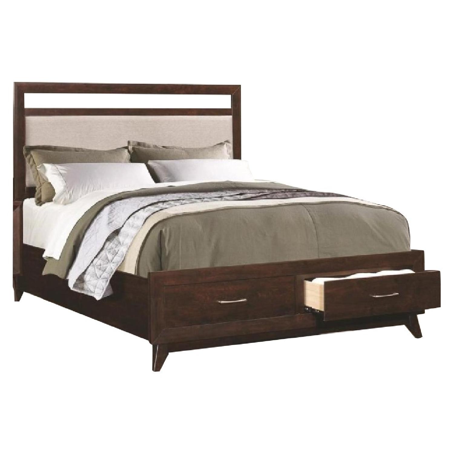 Coaster King Bed W Upholstered Headboard Storage Drawers Aptdeco