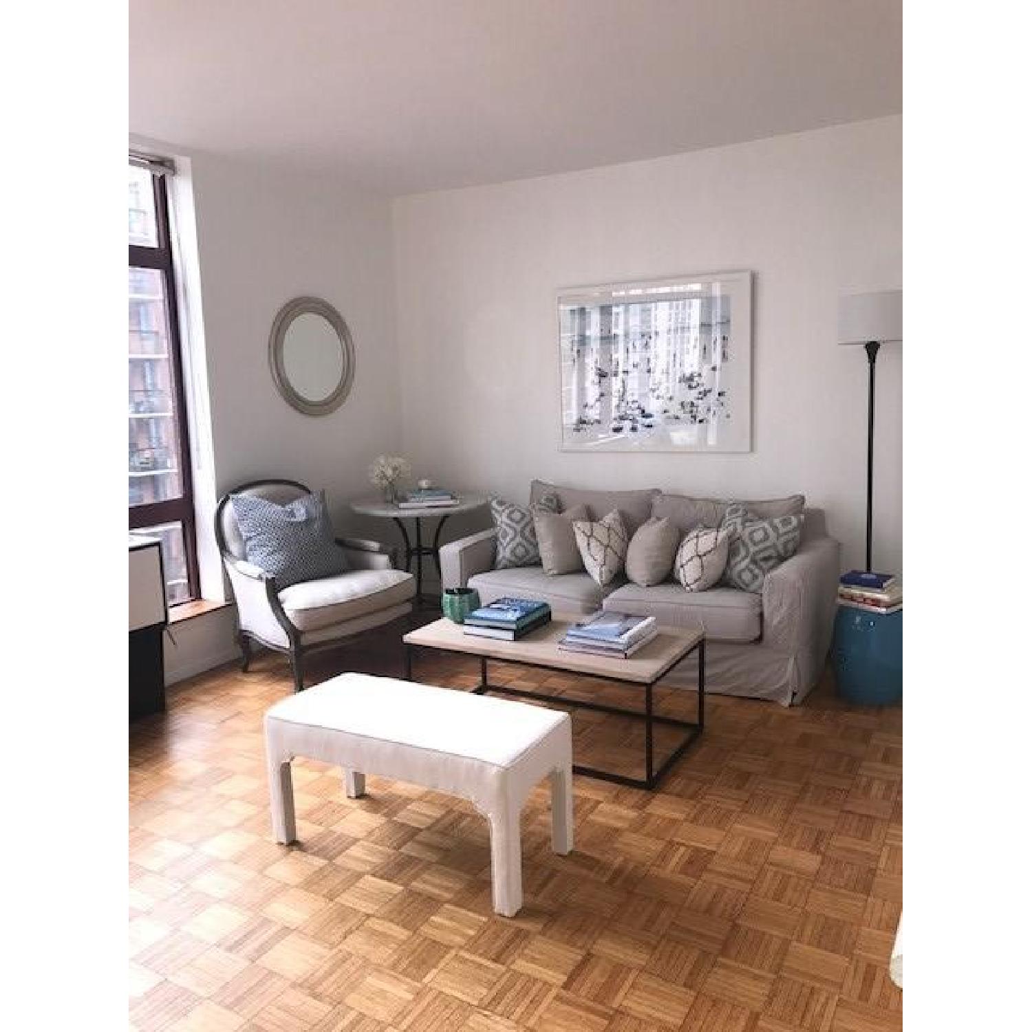 Pottery Barn Slipcovered Beige Sofa AptDeco