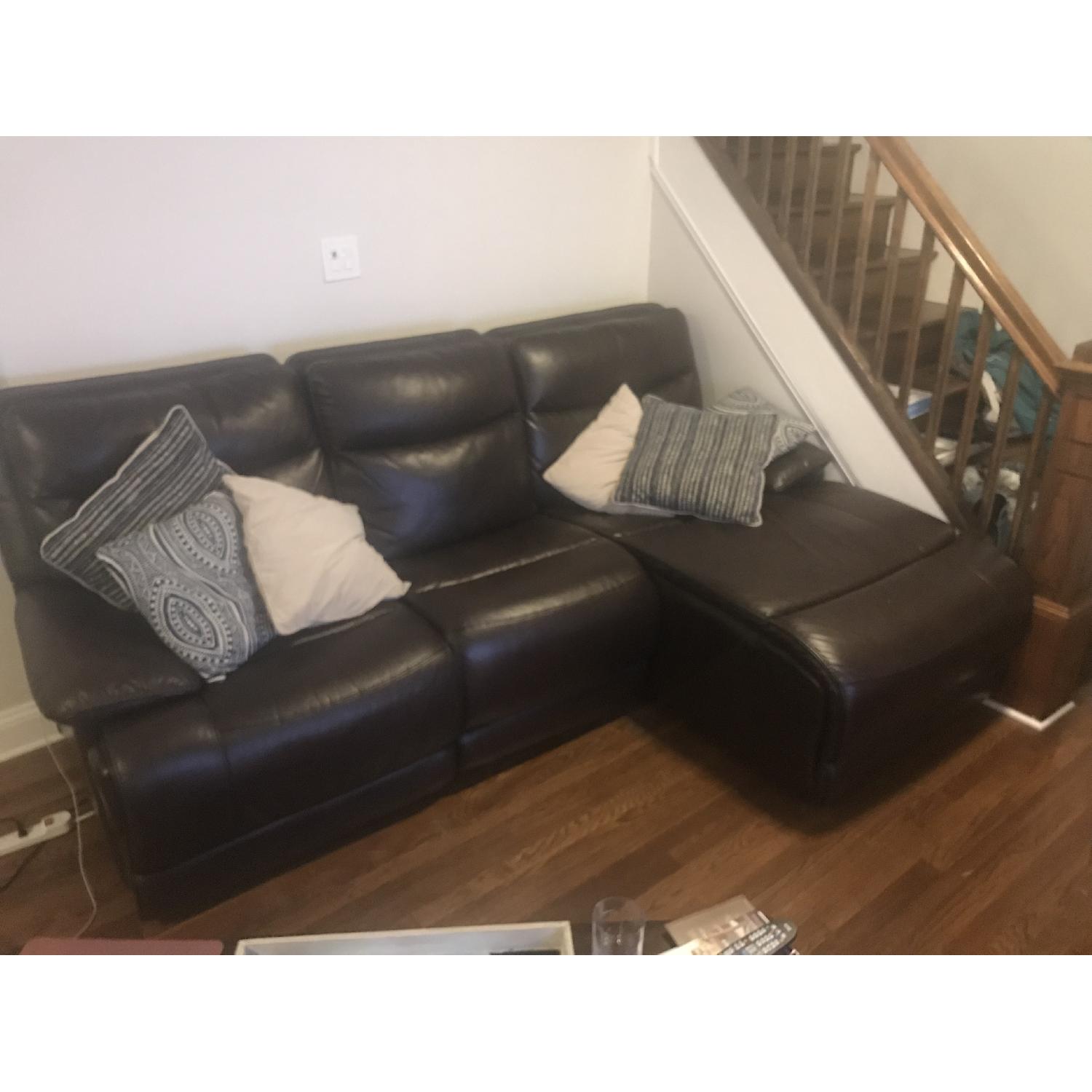 Bob's Faux Leather Power Recliner Sectional Sofa - image-1