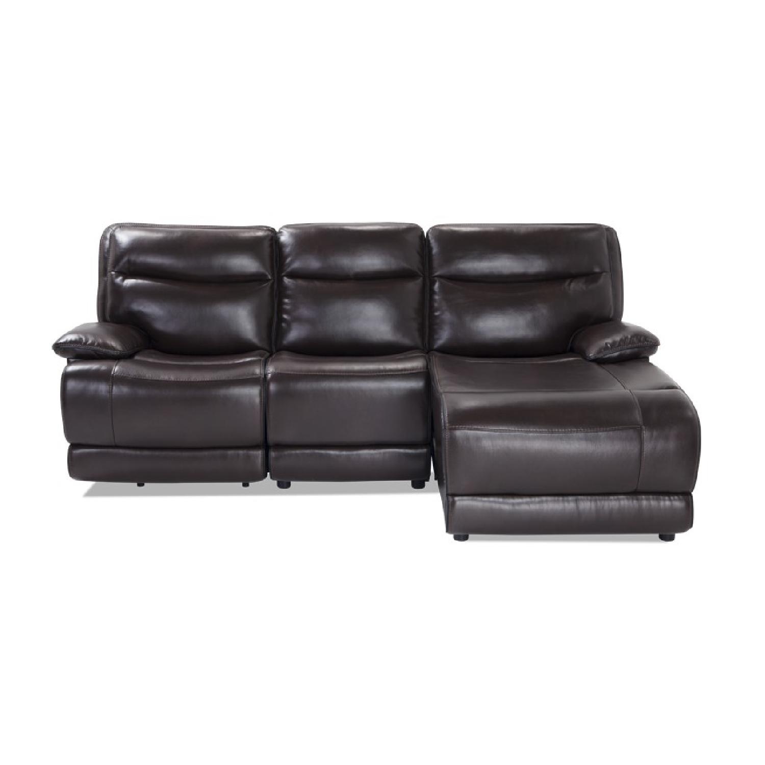 Bob's Faux Leather Power Recliner Sectional Sofa AptDeco