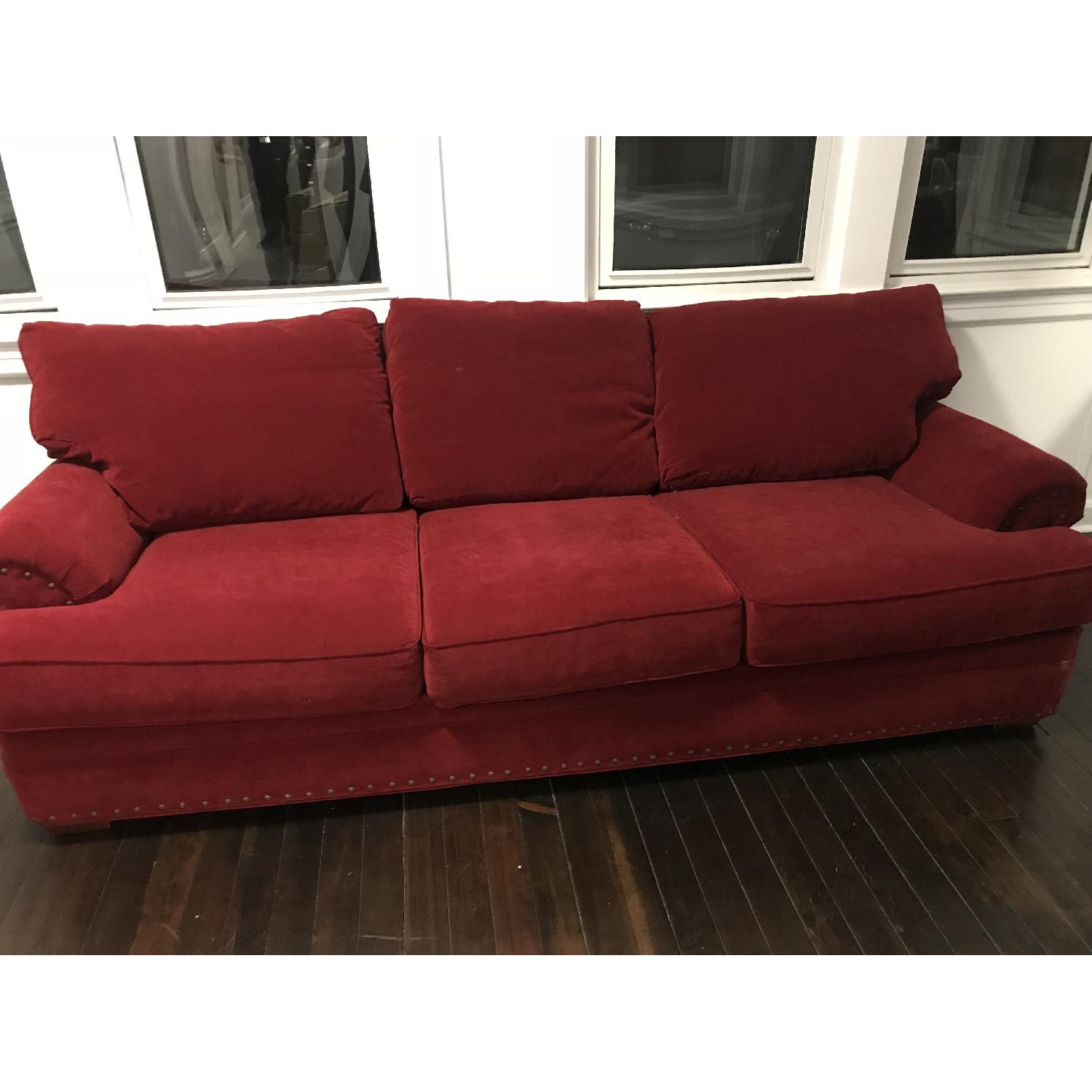 Havertys Red 3 Seater Sofa + Chair AptDeco