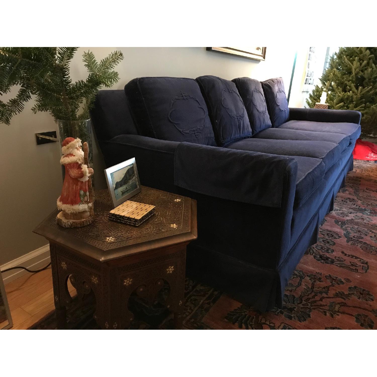 Vintage Navy Velvet Sofa - image-3