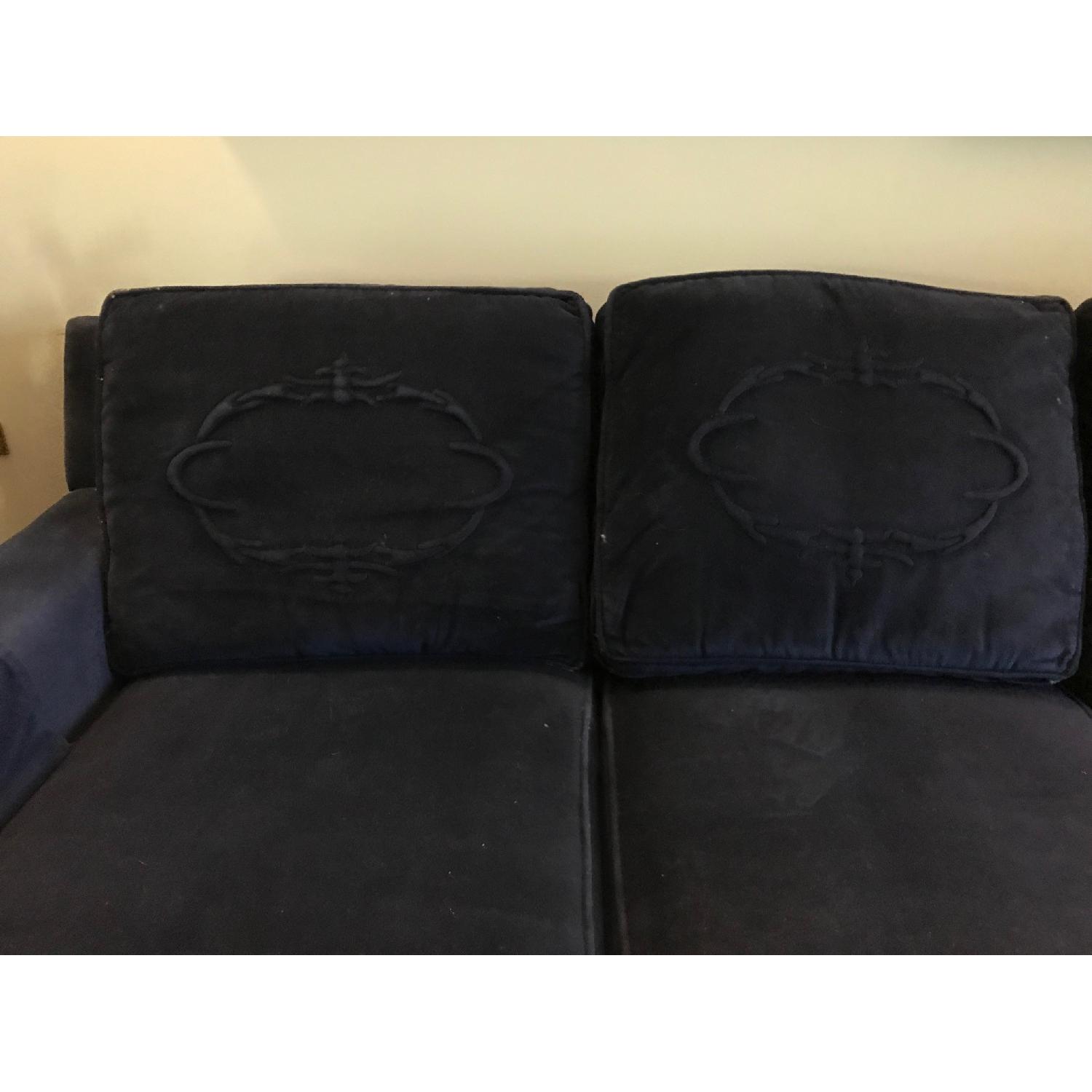 Vintage Navy Velvet Sofa - image-4
