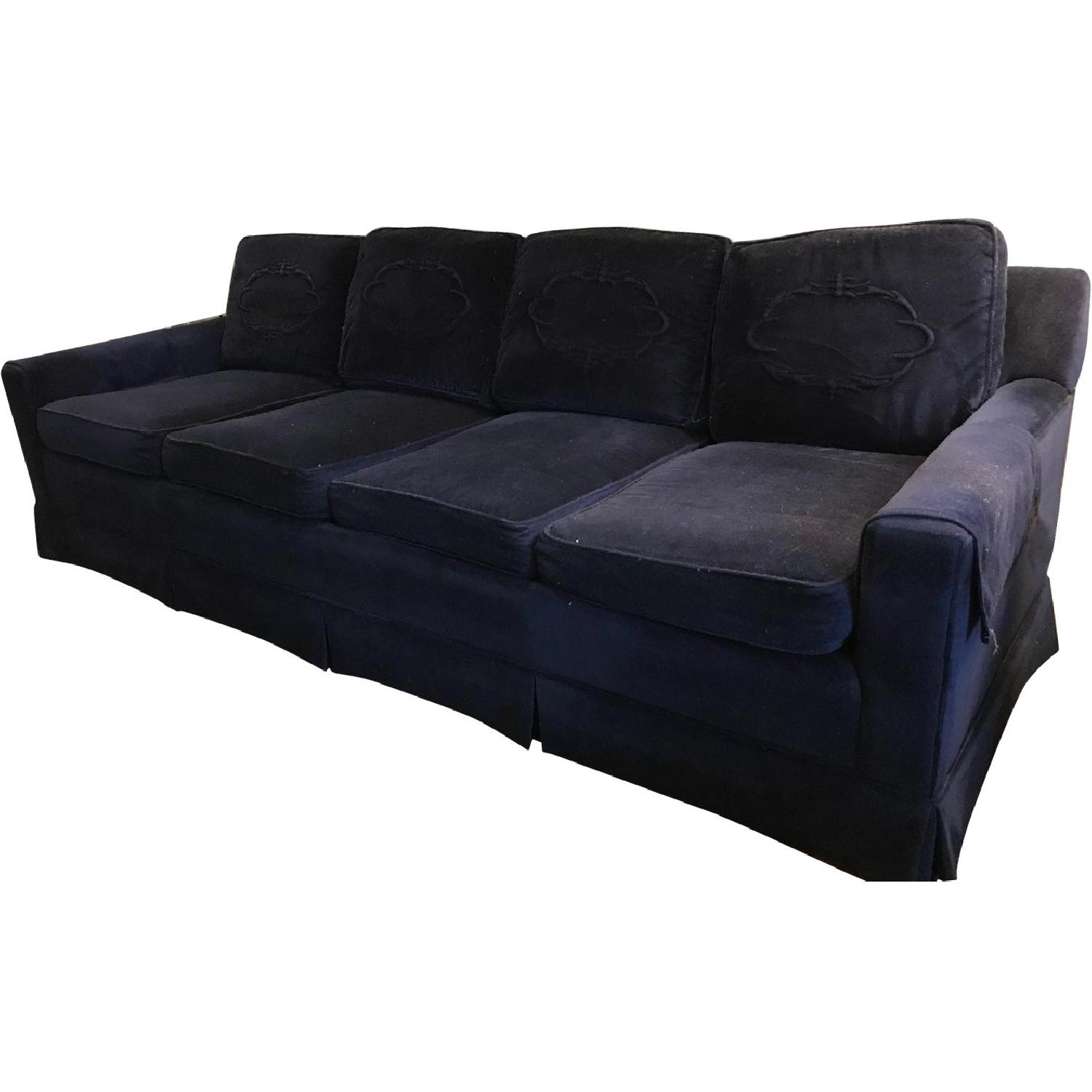 Vintage Navy Velvet Sofa AptDeco