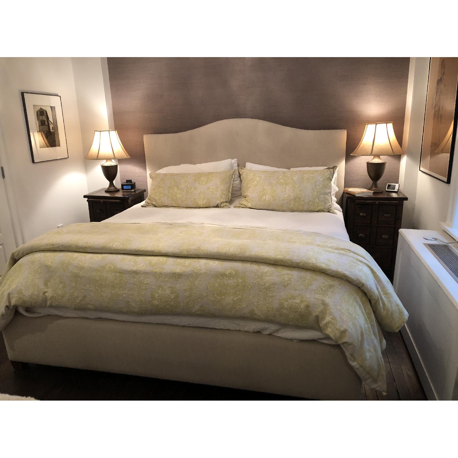 Pottery Barn Raleigh Curved Upholstered King Bed - image-1