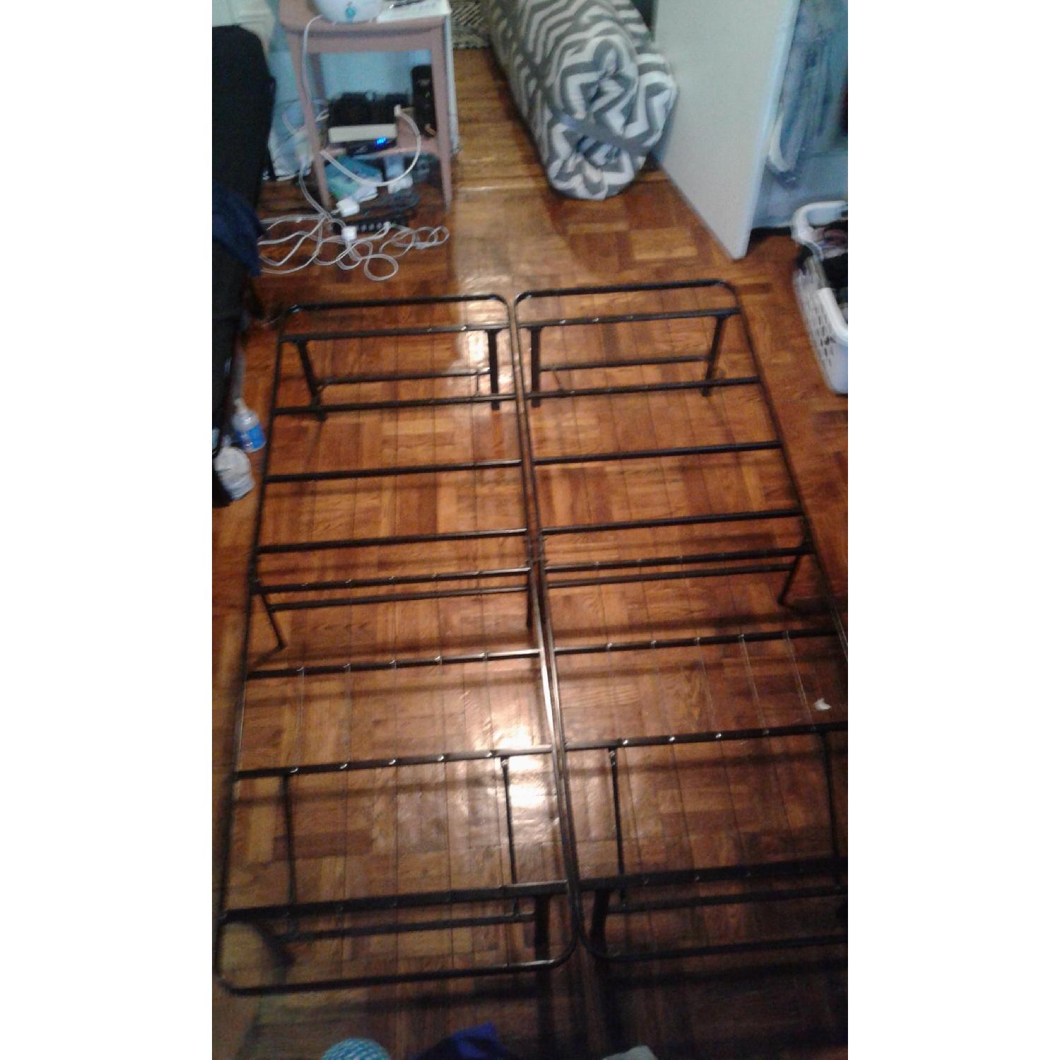 Black Metal Full Size Folding Bed Frame - image-1