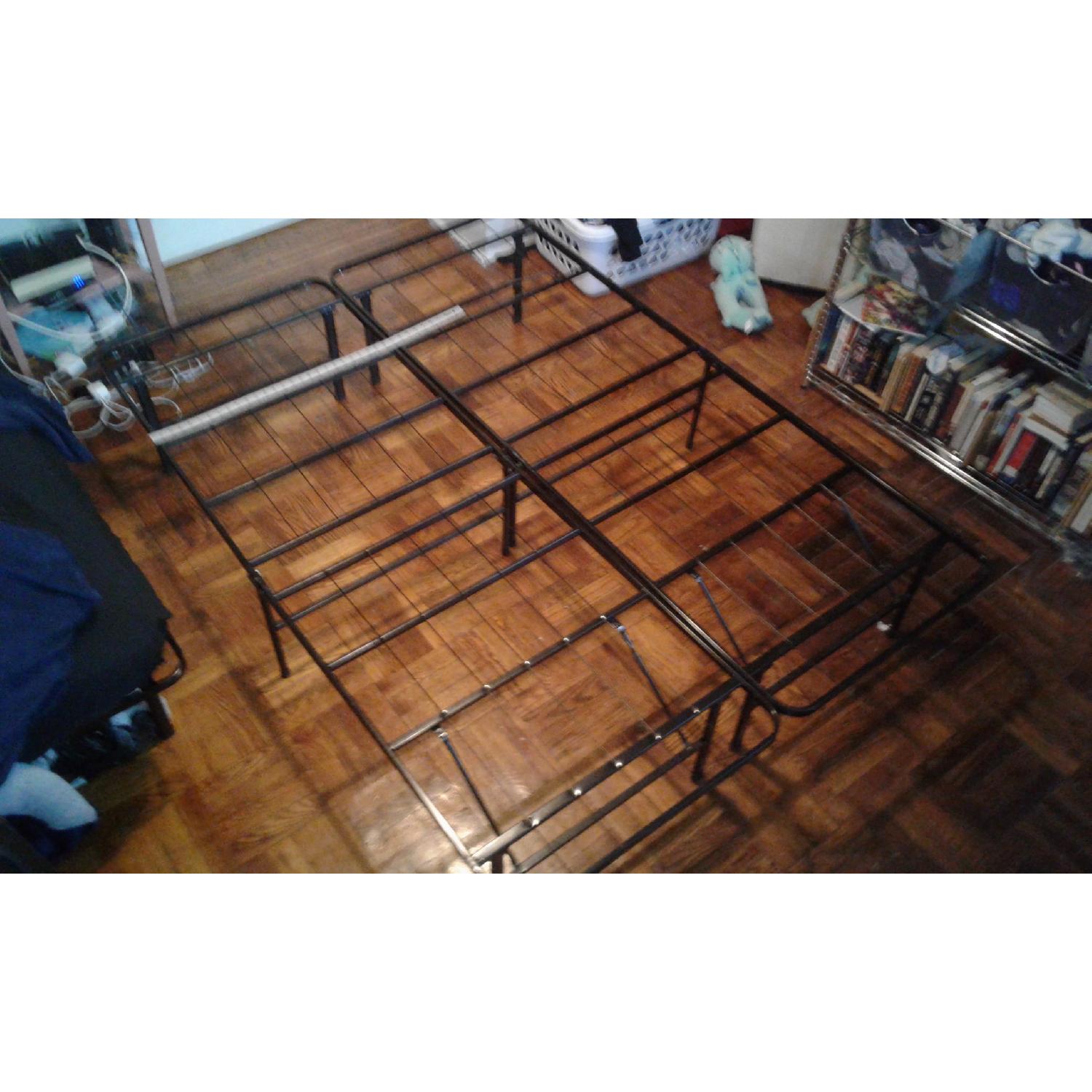 Black Metal Full Size Folding Bed Frame - image-2