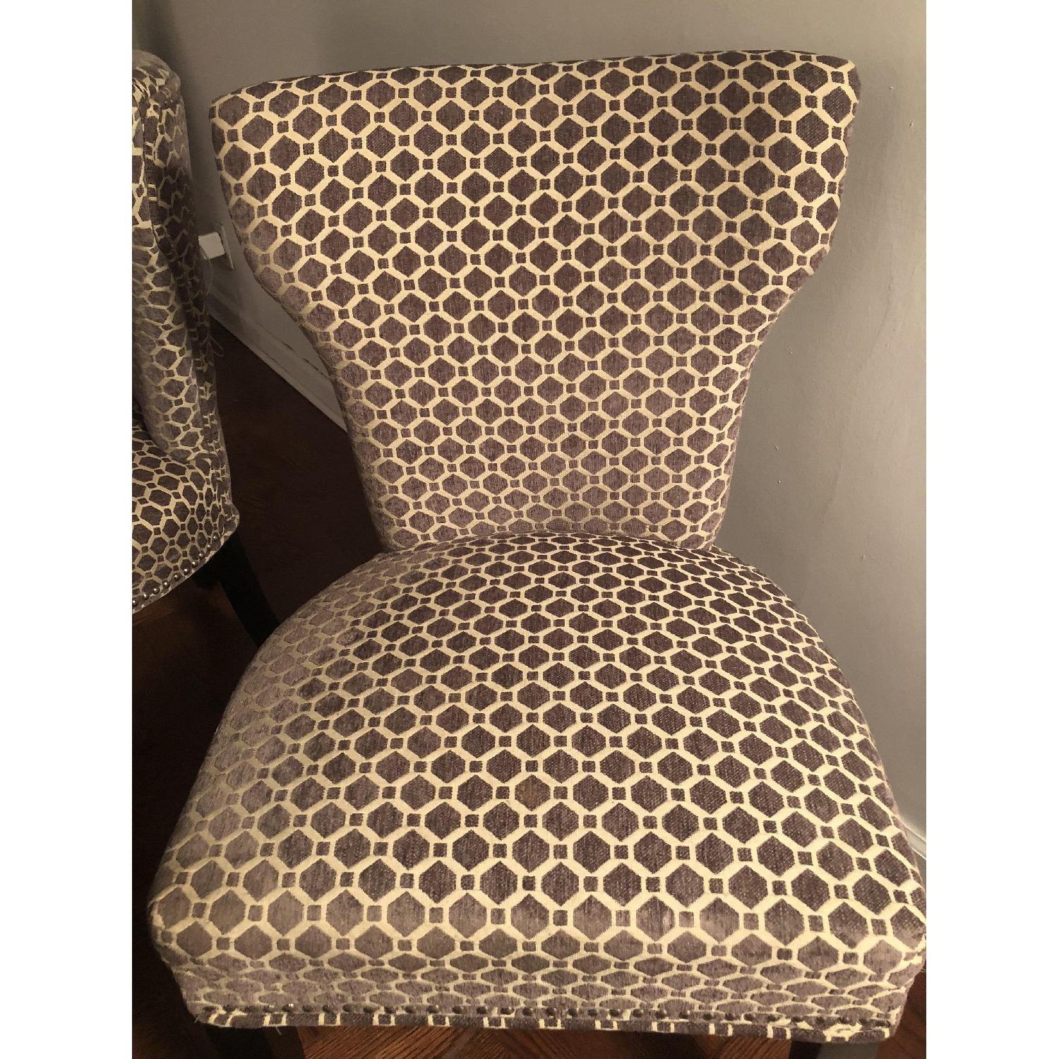 Patterned Grey Nailhead Dining Room Chair - image-1