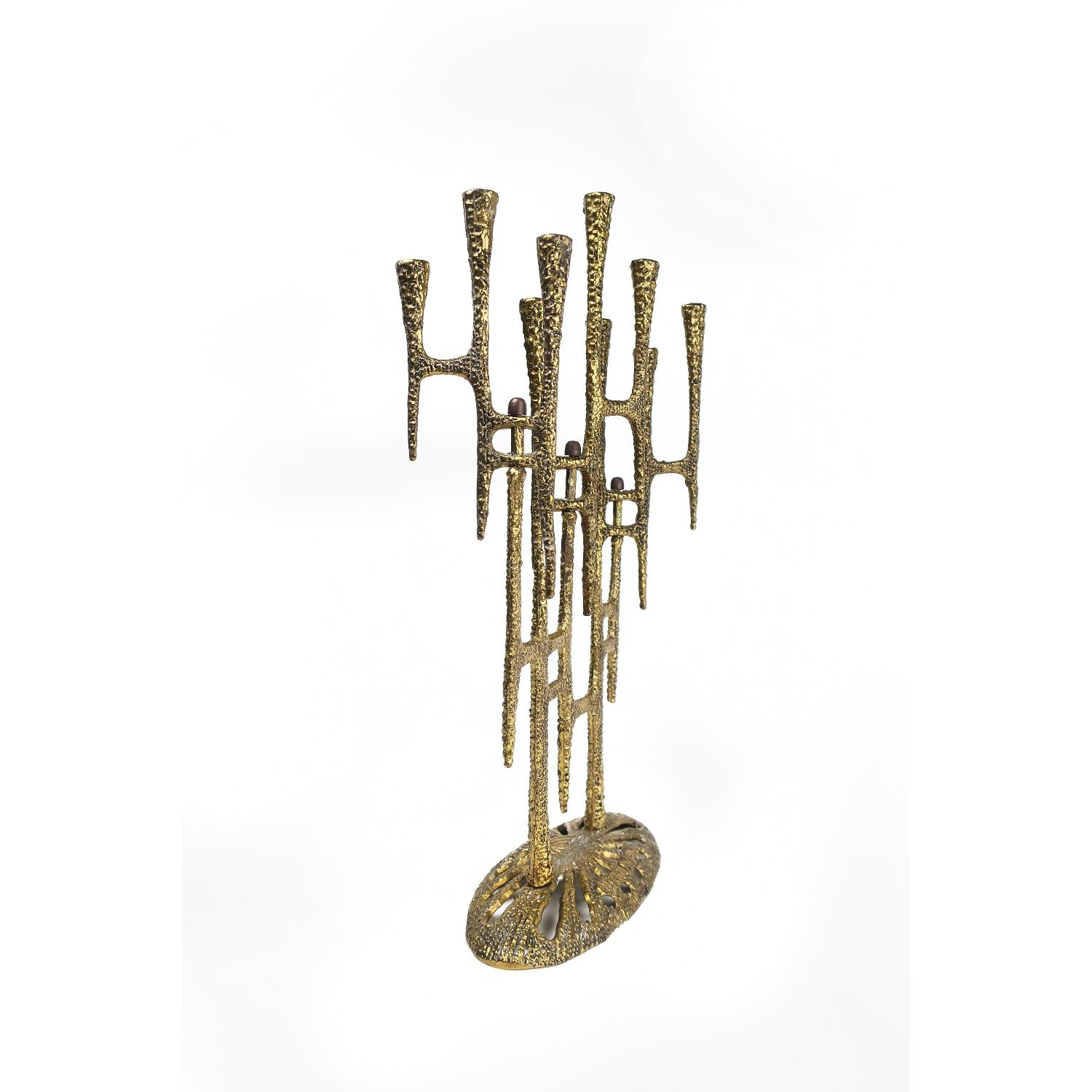 Brutalist Brass Menorah by Wainberg AptDeco