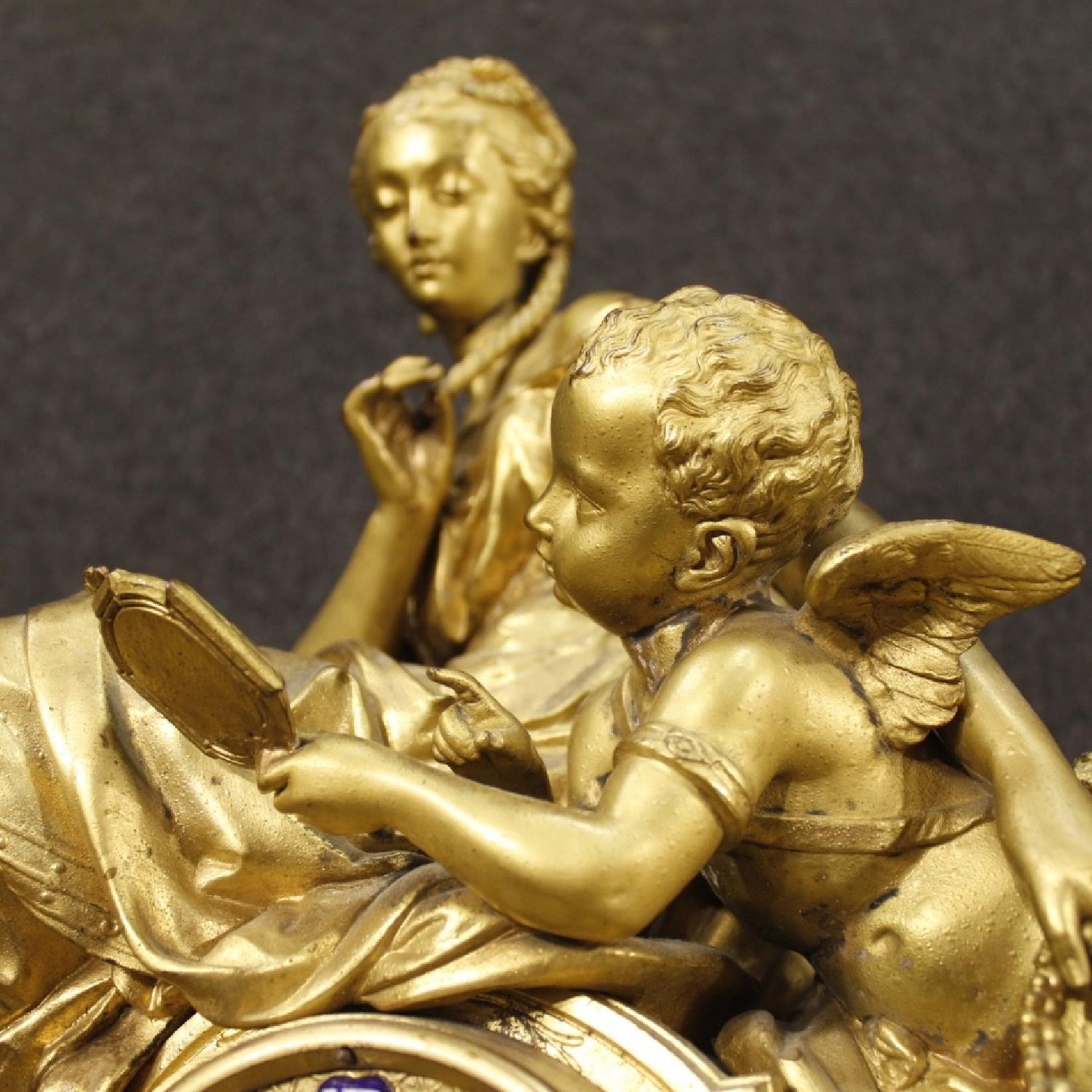 20th Century 1920 Chiseled & Gilt Antimony French Clock - image-1