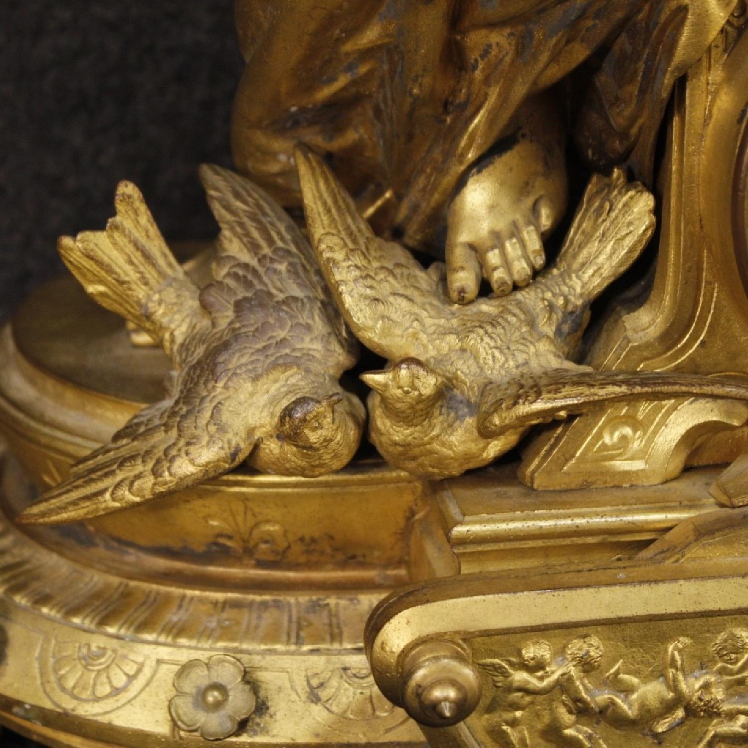 20th Century 1920 Chiseled & Gilt Antimony French Clock - image-2