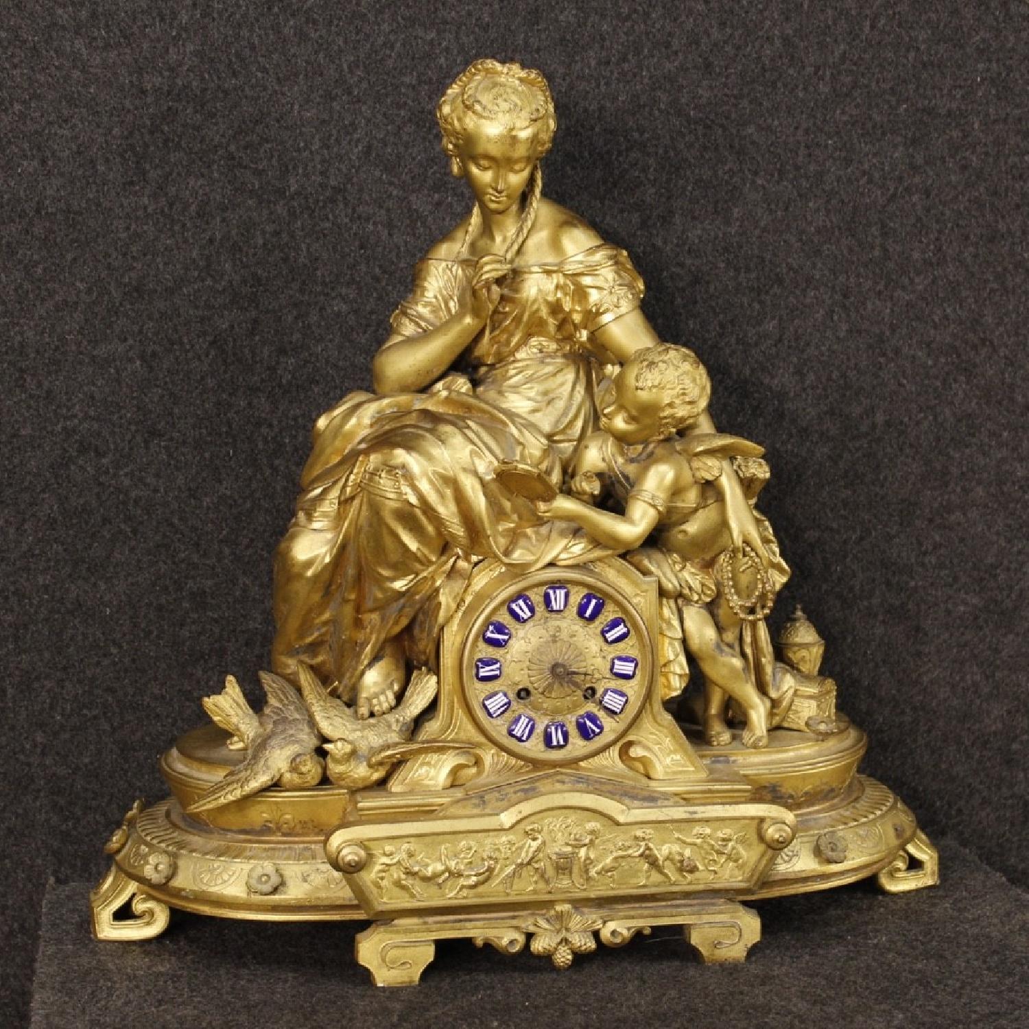 20th Century 1920 Chiseled & Gilt Antimony French Clock - image-6