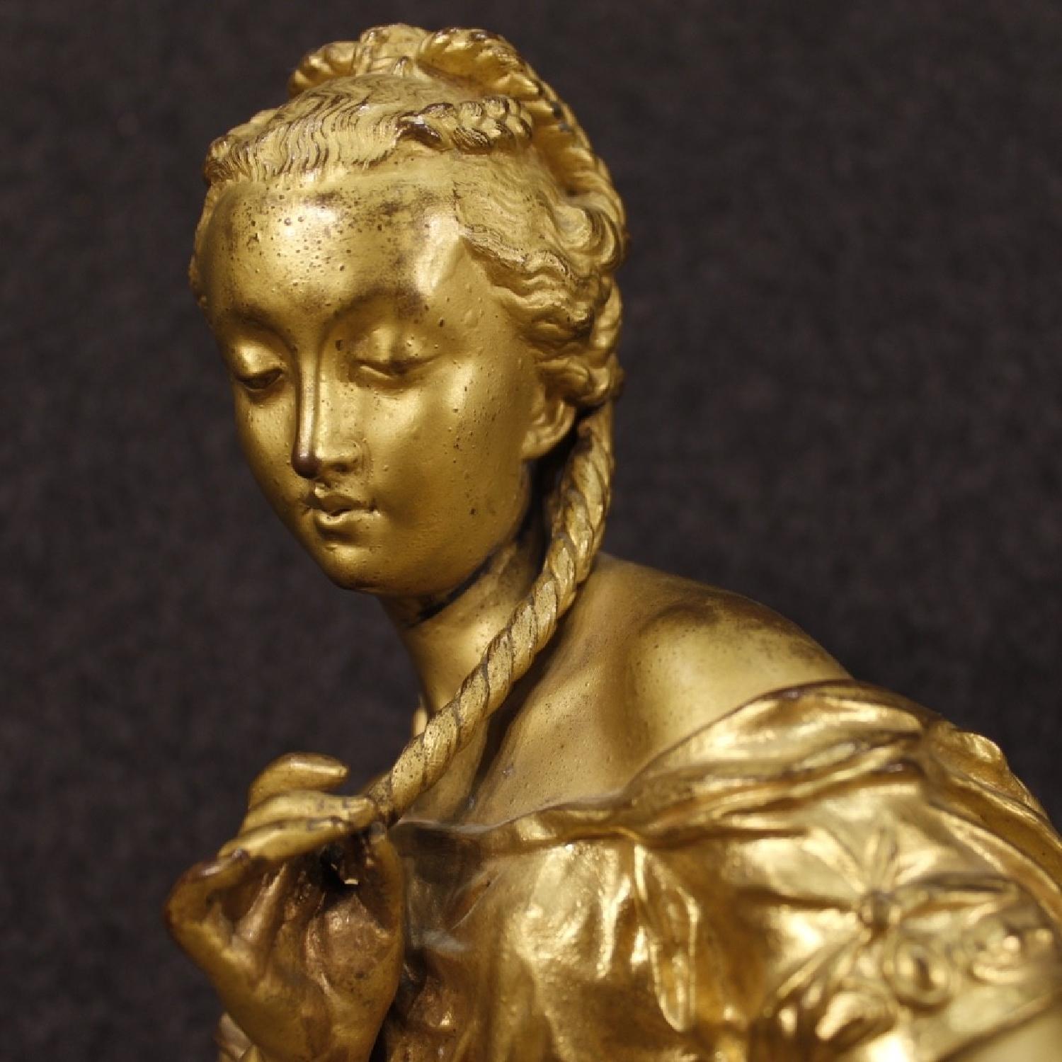 20th Century 1920 Chiseled & Gilt Antimony French Clock - image-7