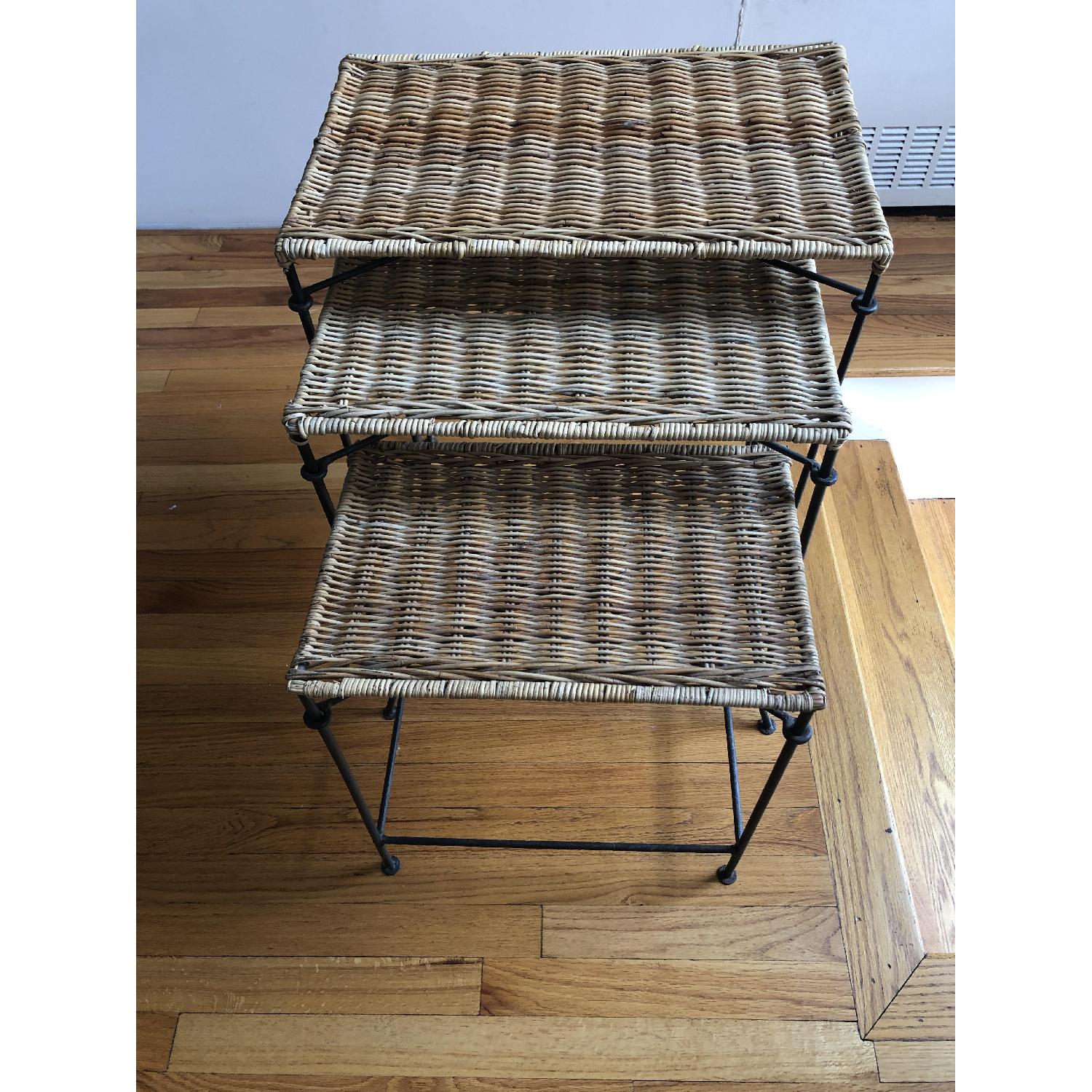 Iron & Wicker Mid-Century Nesting Tables - image-2