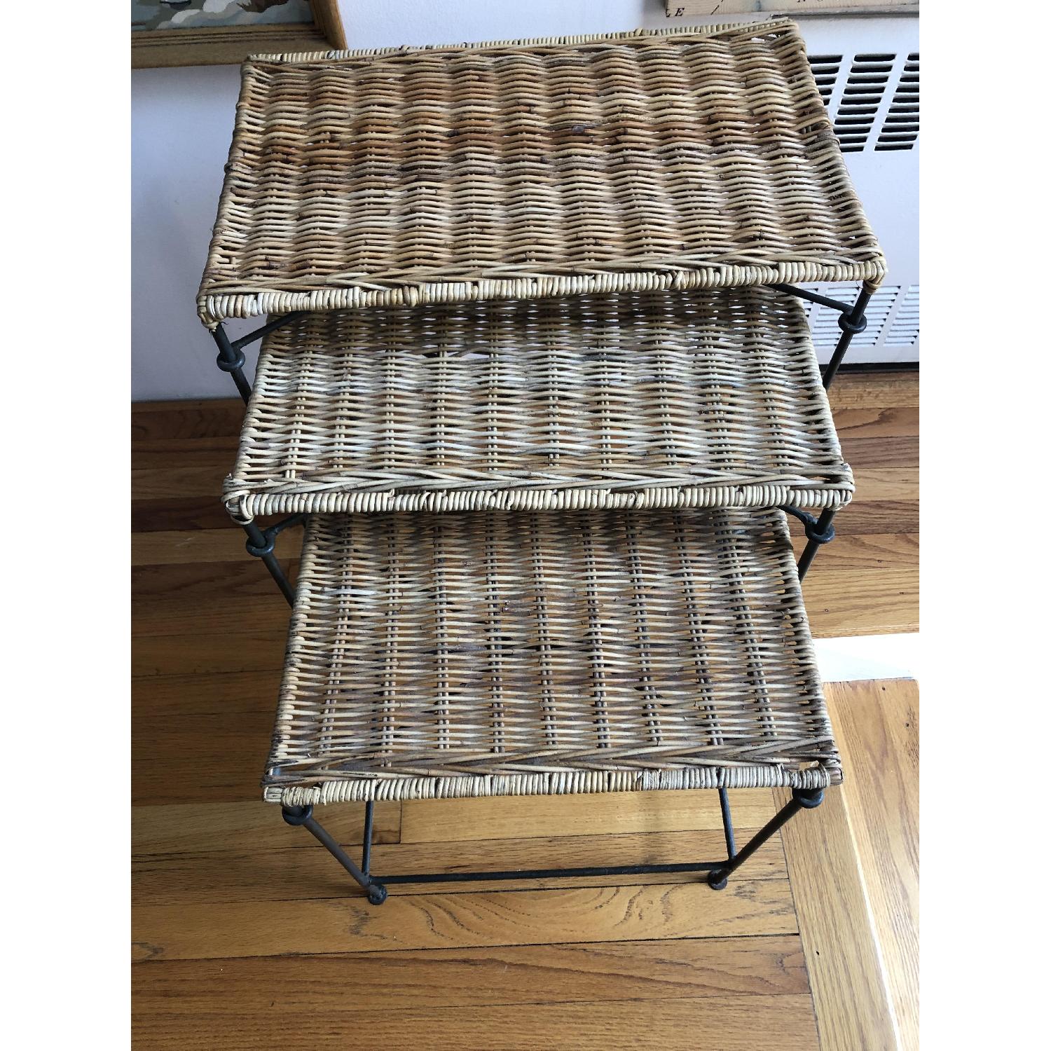 Iron & Wicker Mid-Century Nesting Tables - image-5