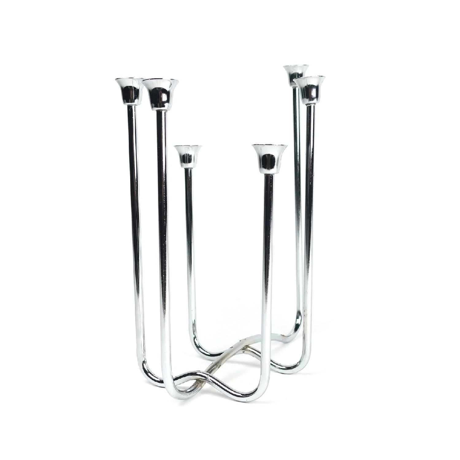 Mid-Century Modern Chrome Candle Holder - image-1