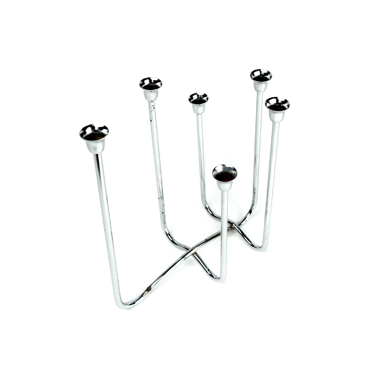 Mid-Century Modern Chrome Candle Holder - image-2