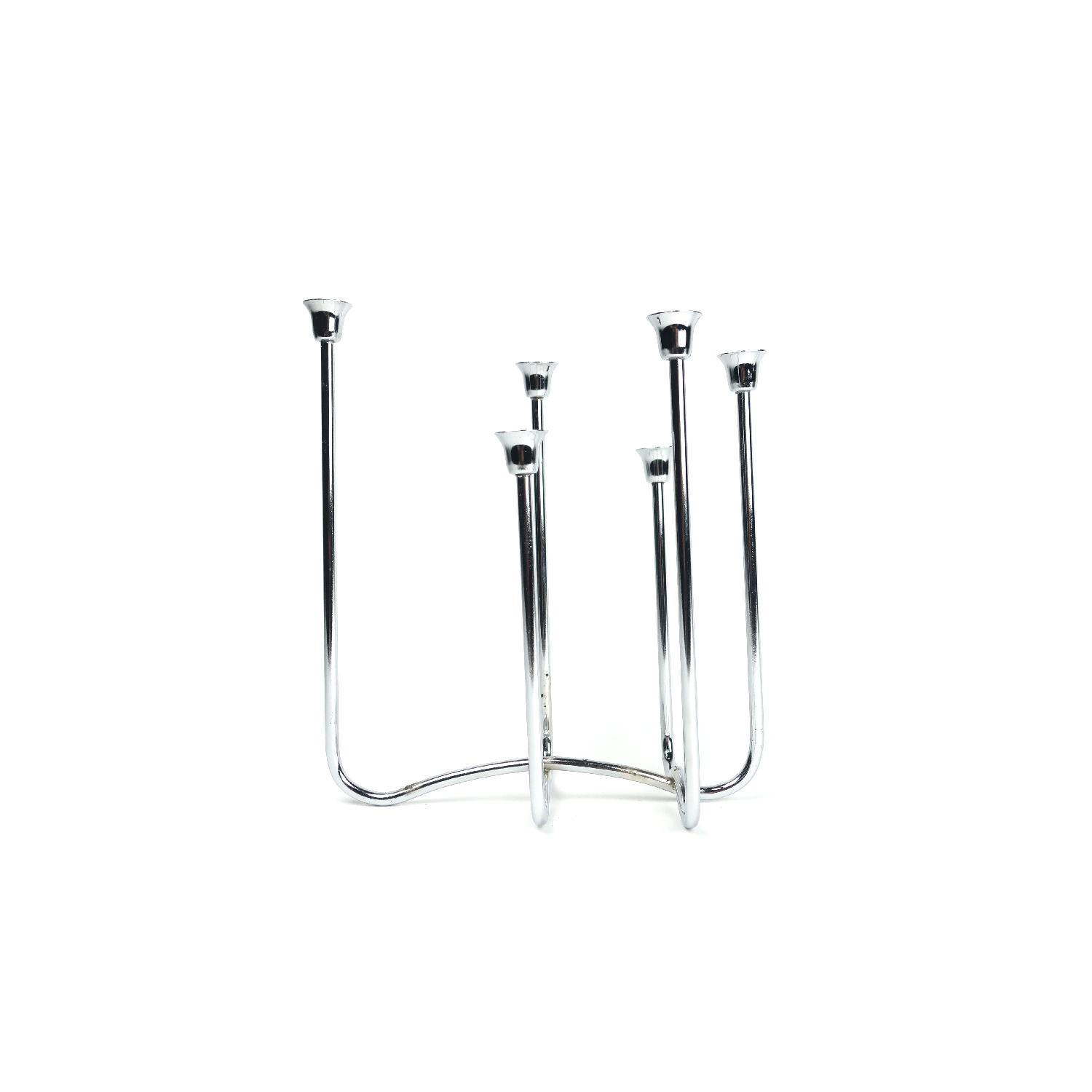 Mid-Century Modern Chrome Candle Holder - image-0