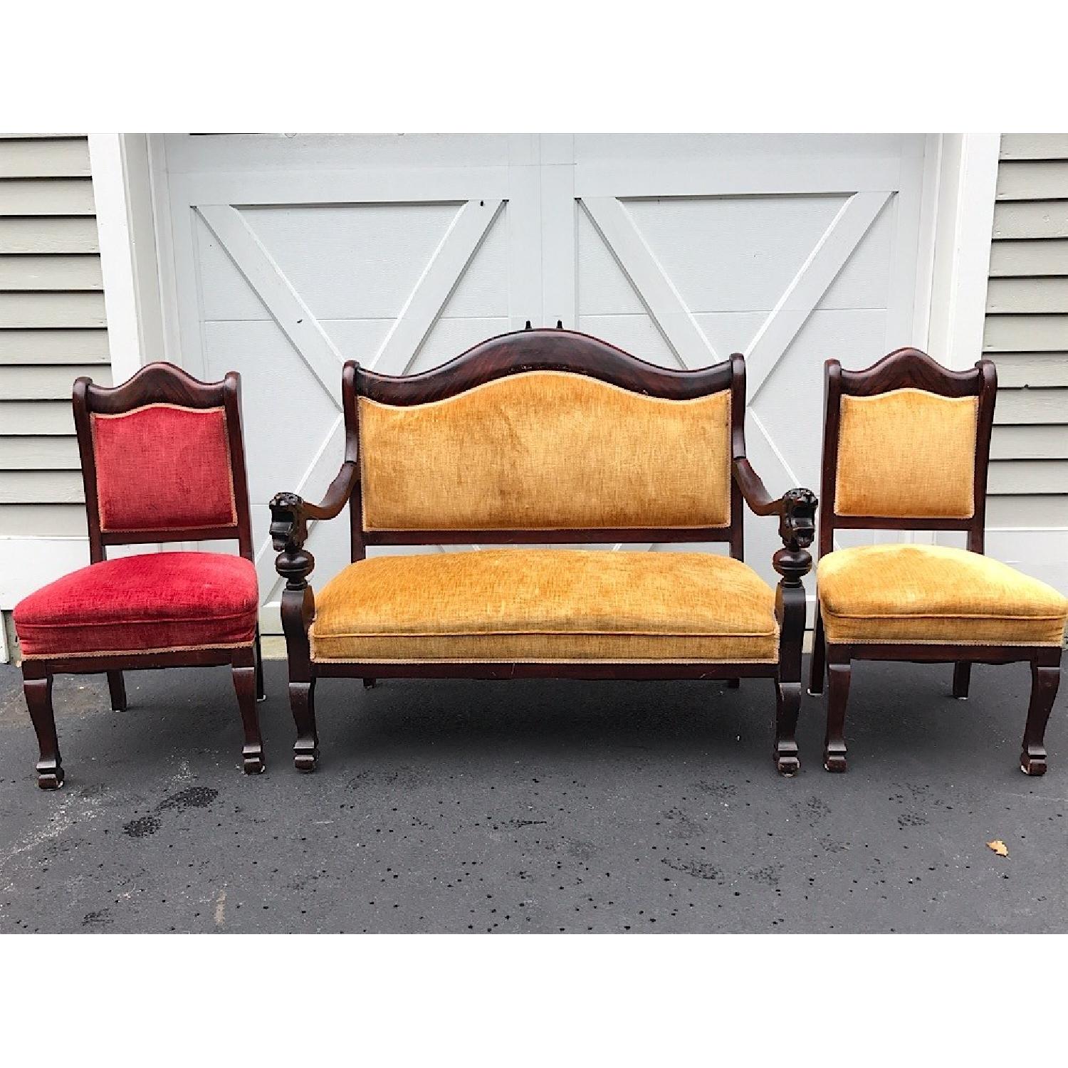 Antique Settee + 2 Matching Side Chairs - image-10