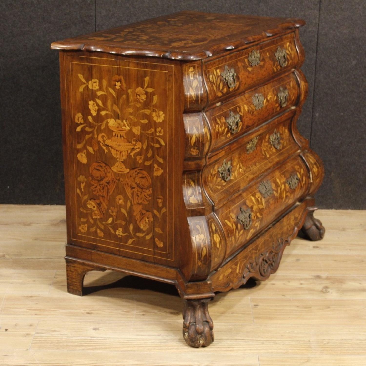19th Century 1870 Inlaid Wood 4 Drawers Dutch Dresser - image-4