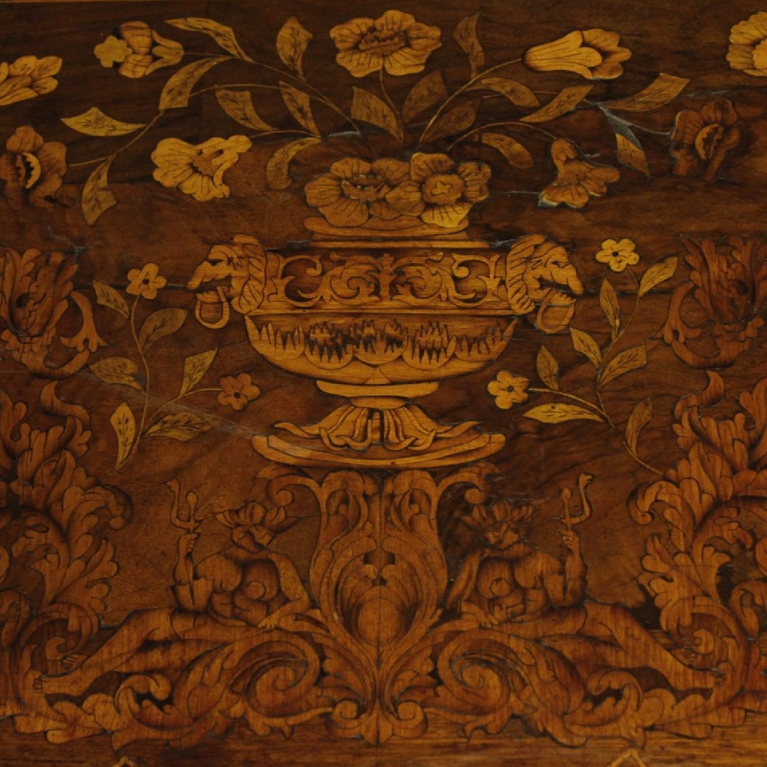 19th Century 1870 Inlaid Wood 4 Drawers Dutch Dresser - image-8