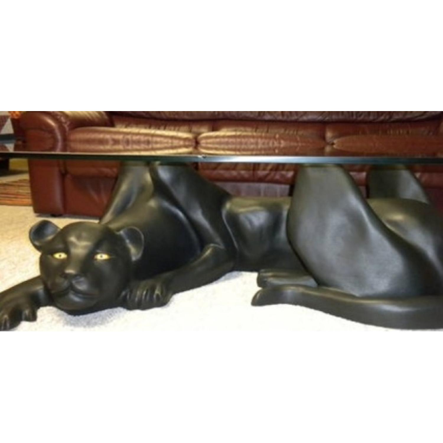 Vintage Black Panther & Glass Coffee Table AptDeco