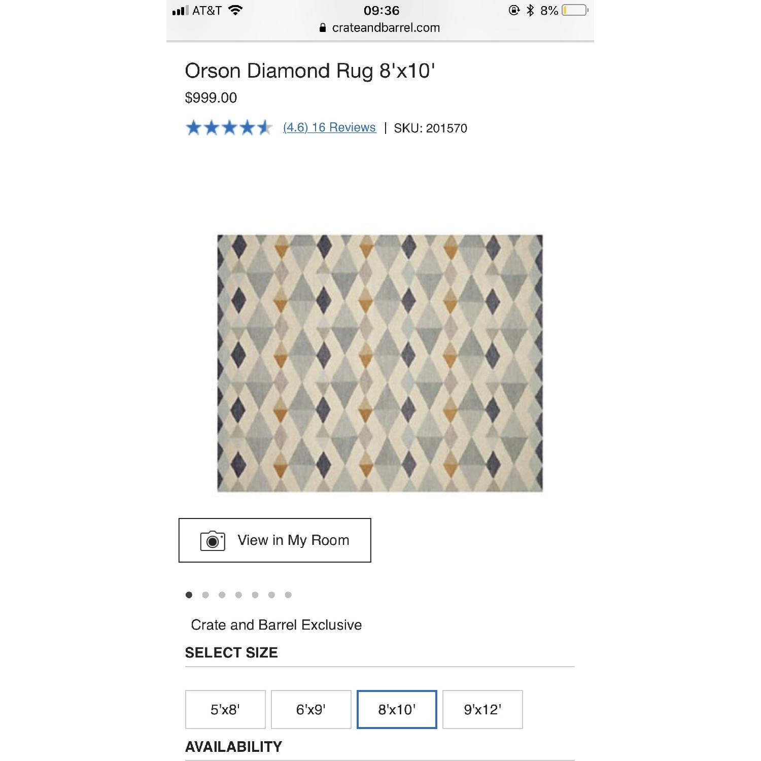 Crate & Barrel Orson Diamond Rug - image-11