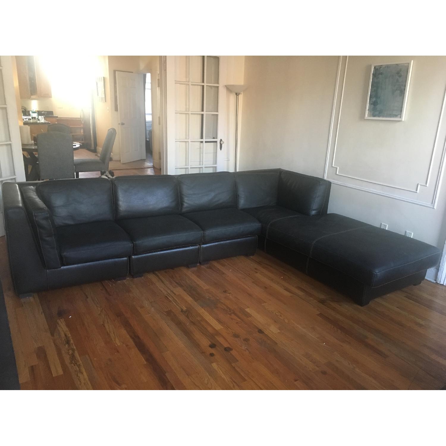 Mobilia Kayla Black Leather Sectional Sofa AptDeco