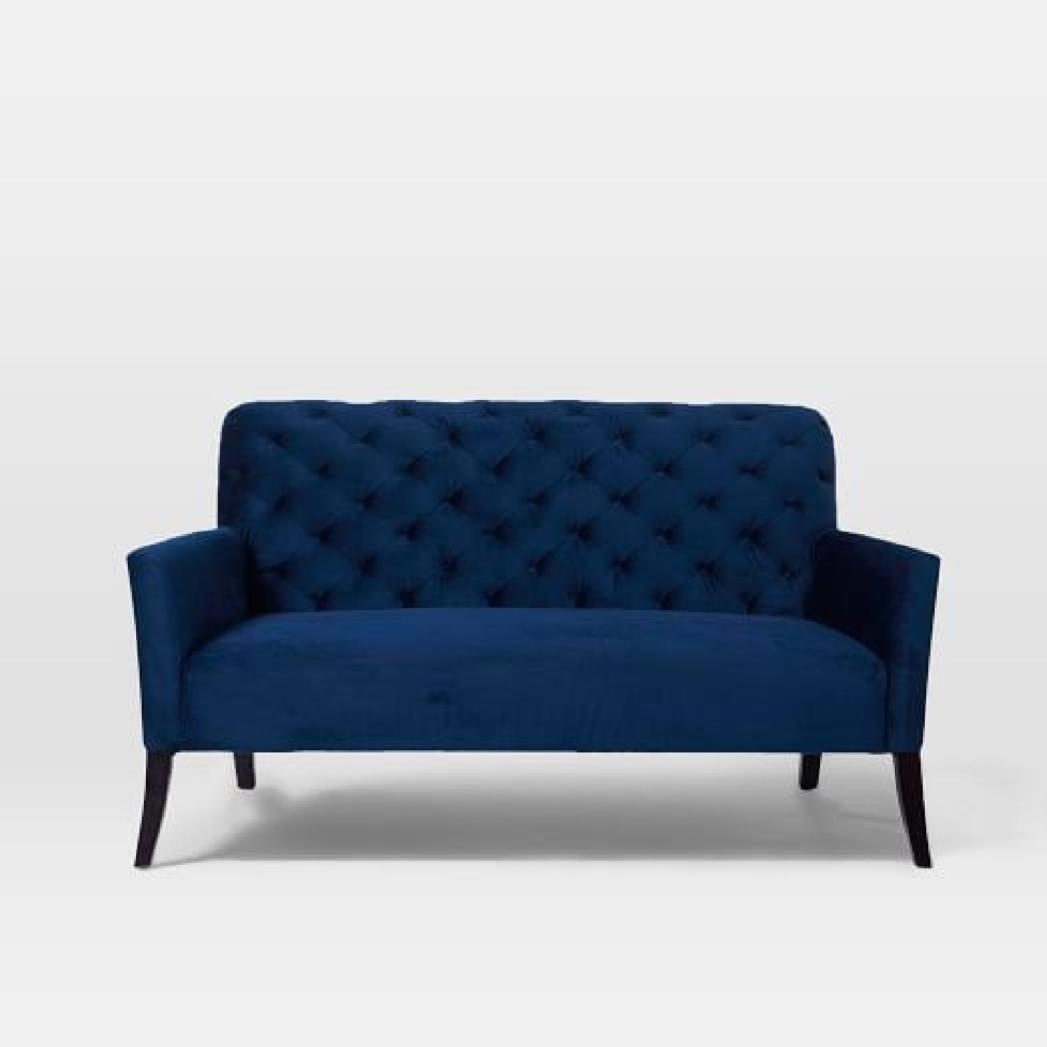 West Elm Elton Settee in Navy Performance Velvet - image-1