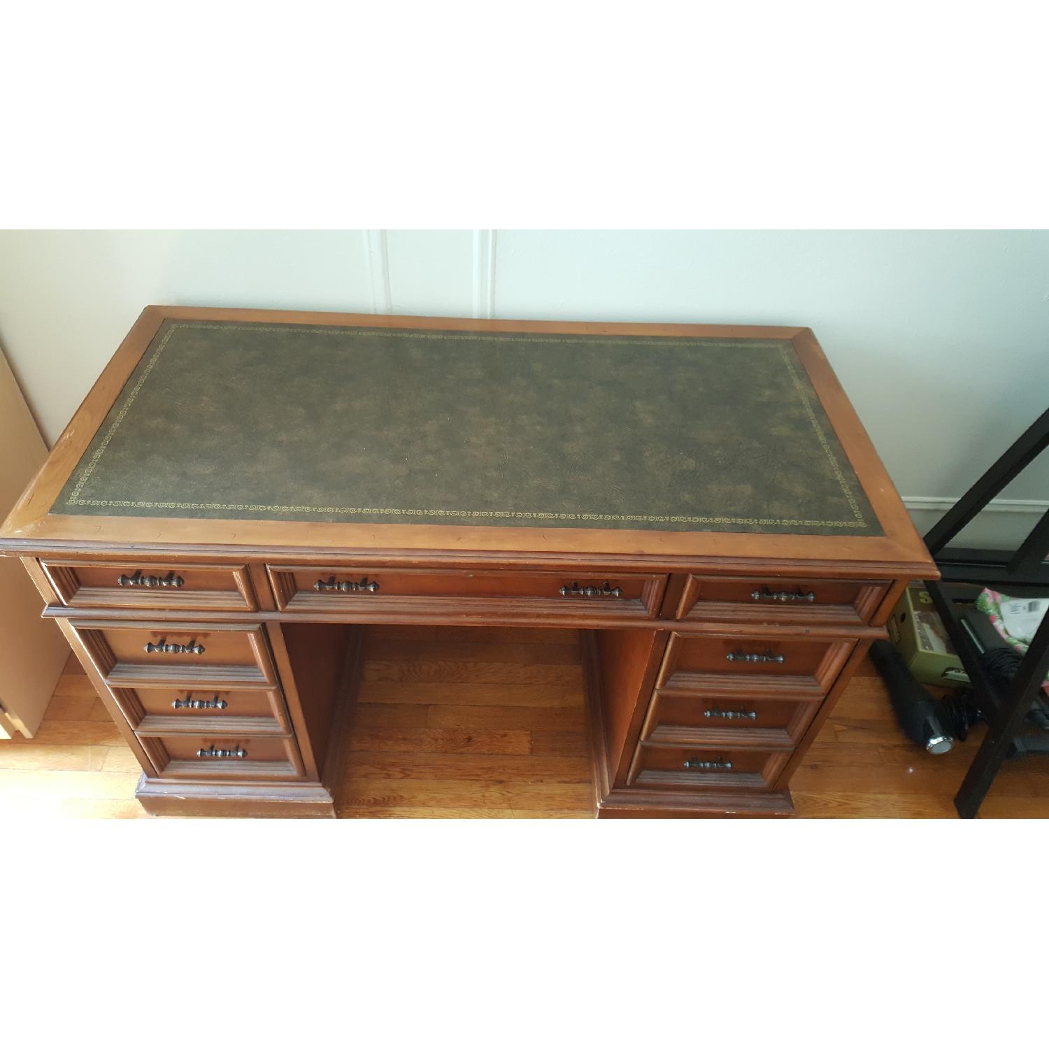 Solid Wood Desk w/ Glass Protector - image-3