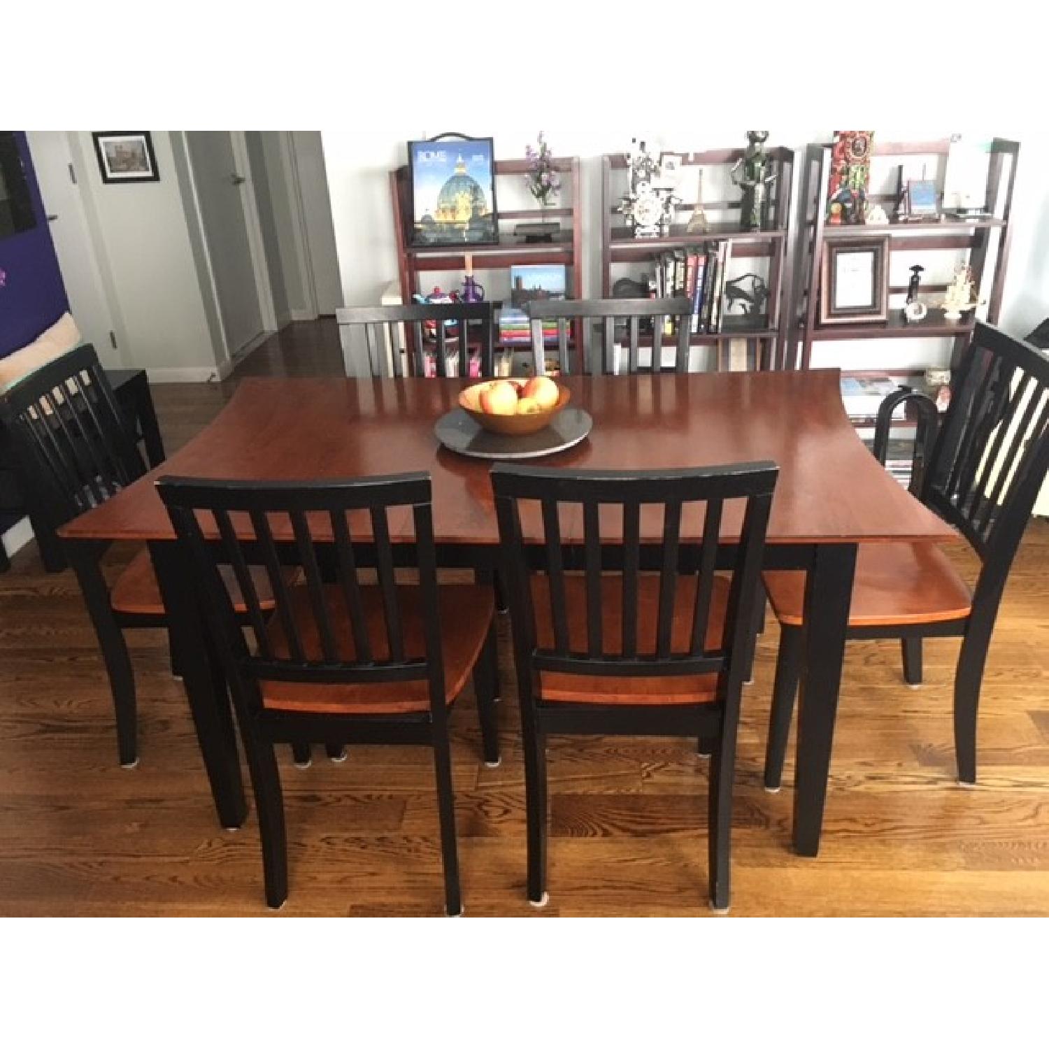 Black & Cherry Expandable Dining Table w/ 6 Chairs - image-2