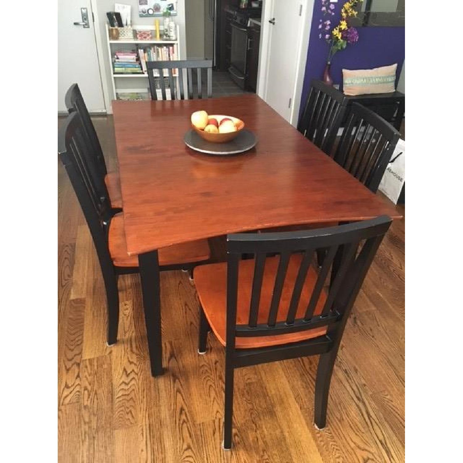 Black & Cherry Expandable Dining Table w/ 6 Chairs - image-3