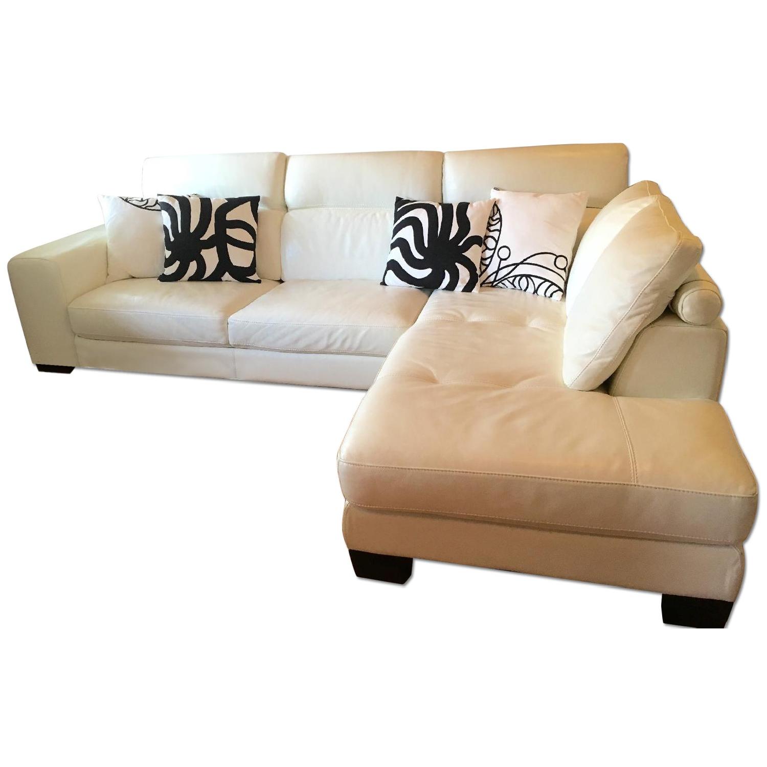 Z Gallerie White Leather Sectional Sofa AptDeco