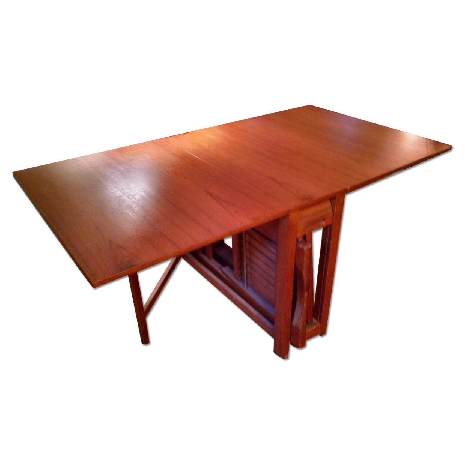 Teak Apartment Drop Leaf Table w/ Gate Legs & 4 Chairs - AptDeco