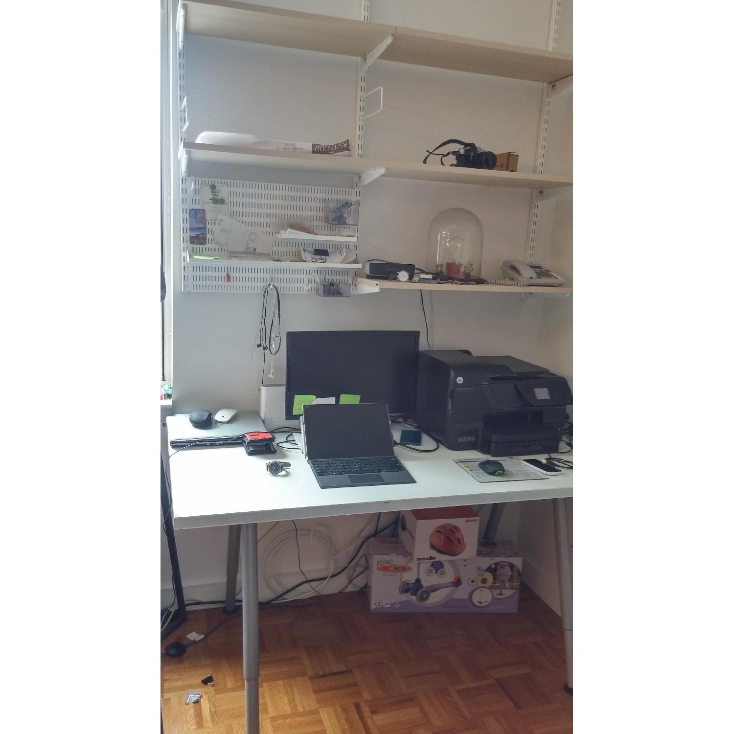 Ikea Table + Container Store Elfa Shelf - image-2