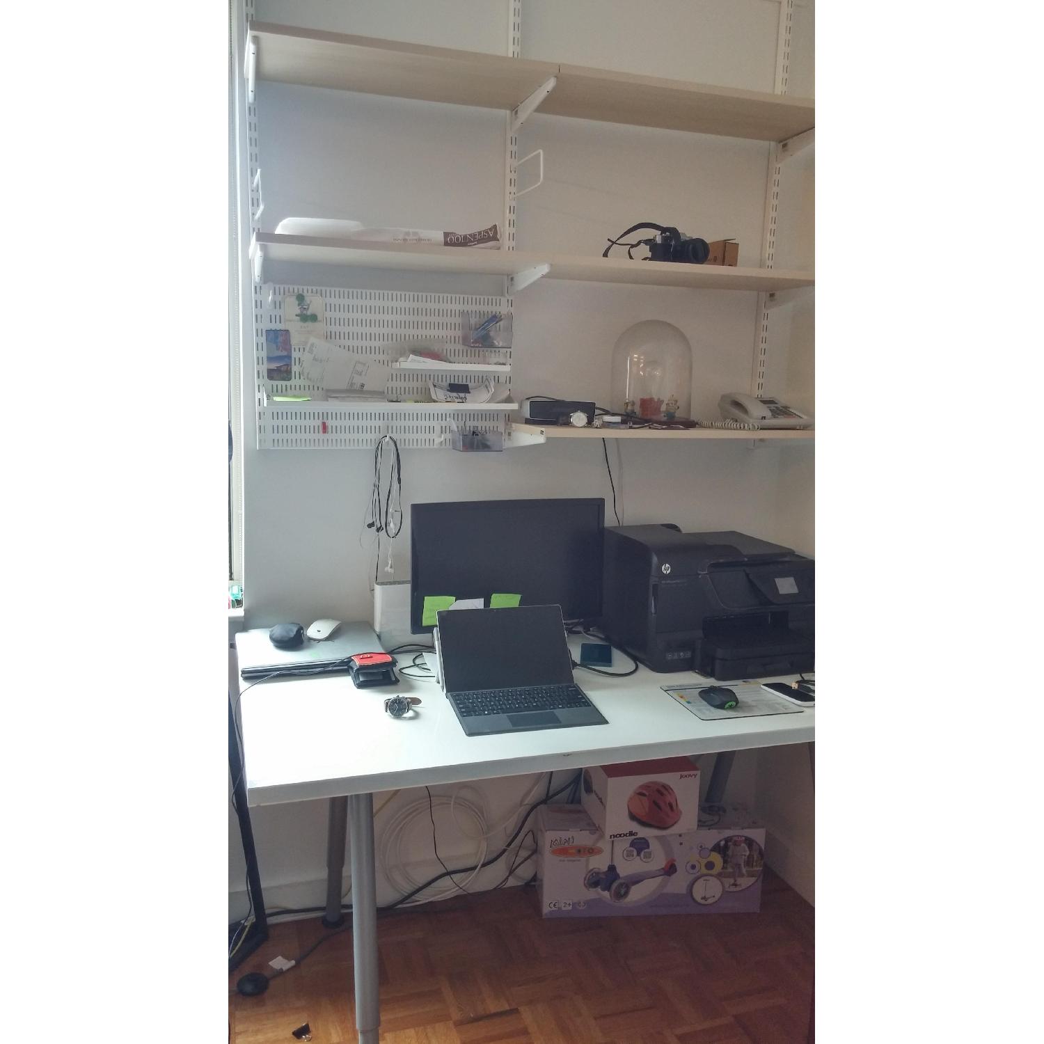 Ikea Table + Container Store Elfa Shelf - image-3