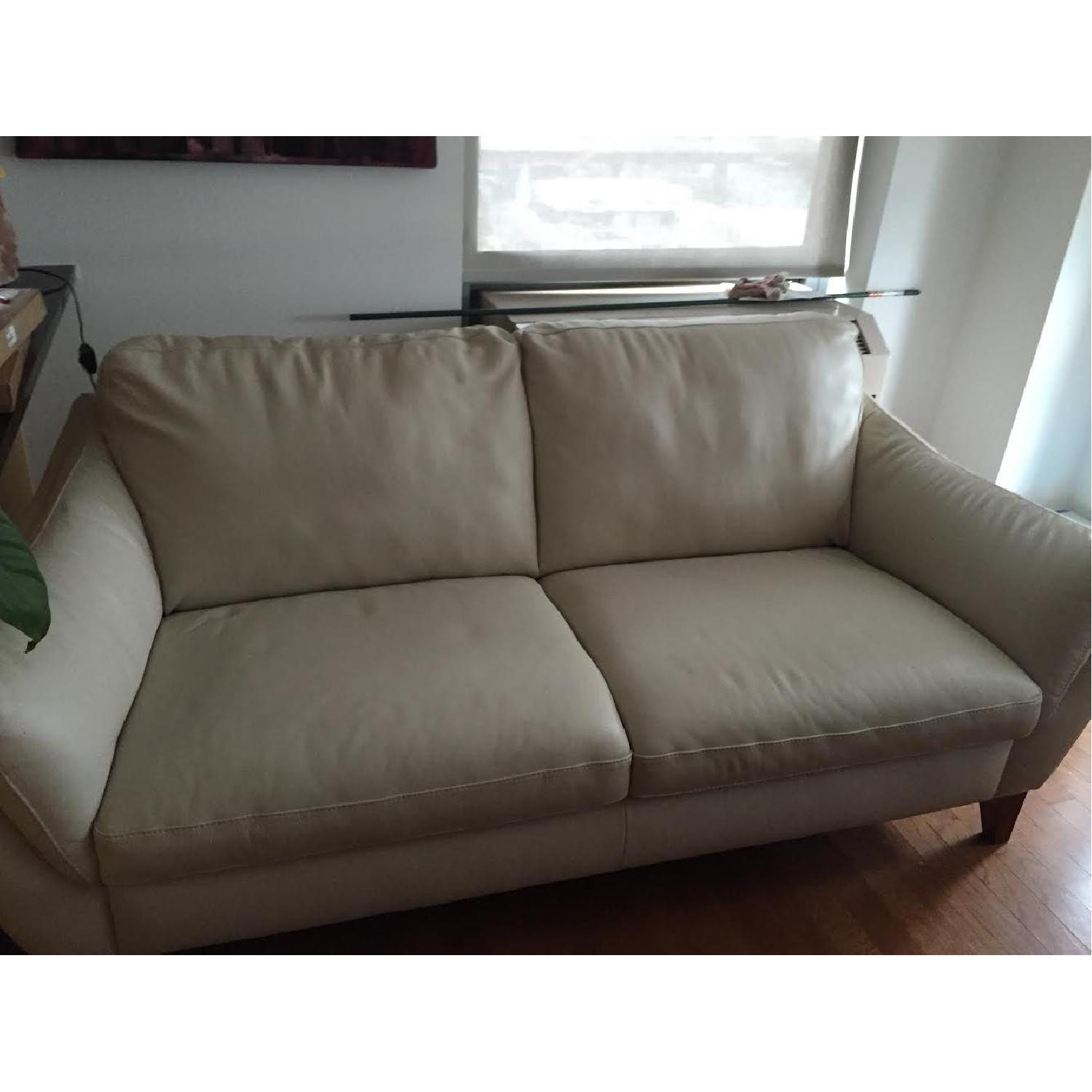 Leather Off White Sofa - image-1