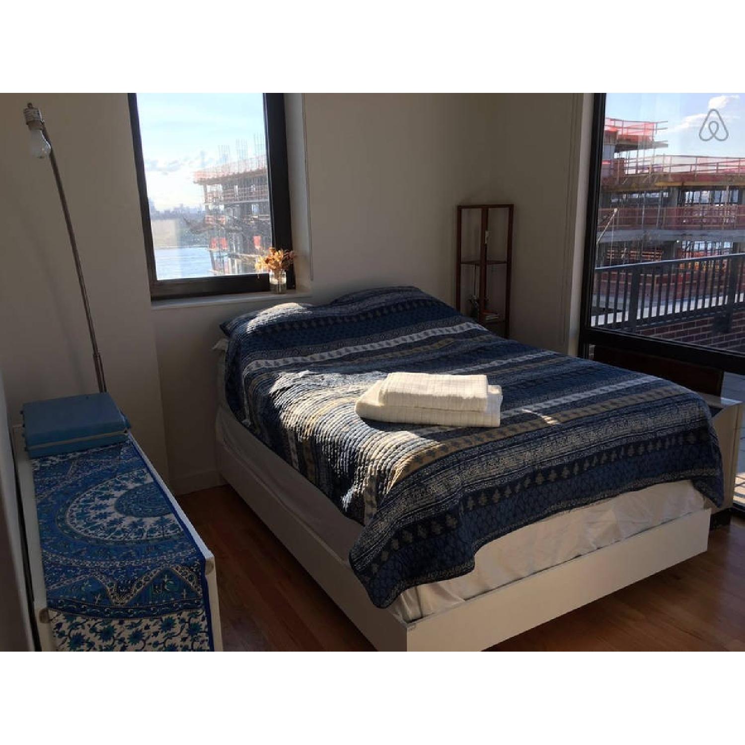 Modern Floating White Queen Size Platform Bed Frame - image-3