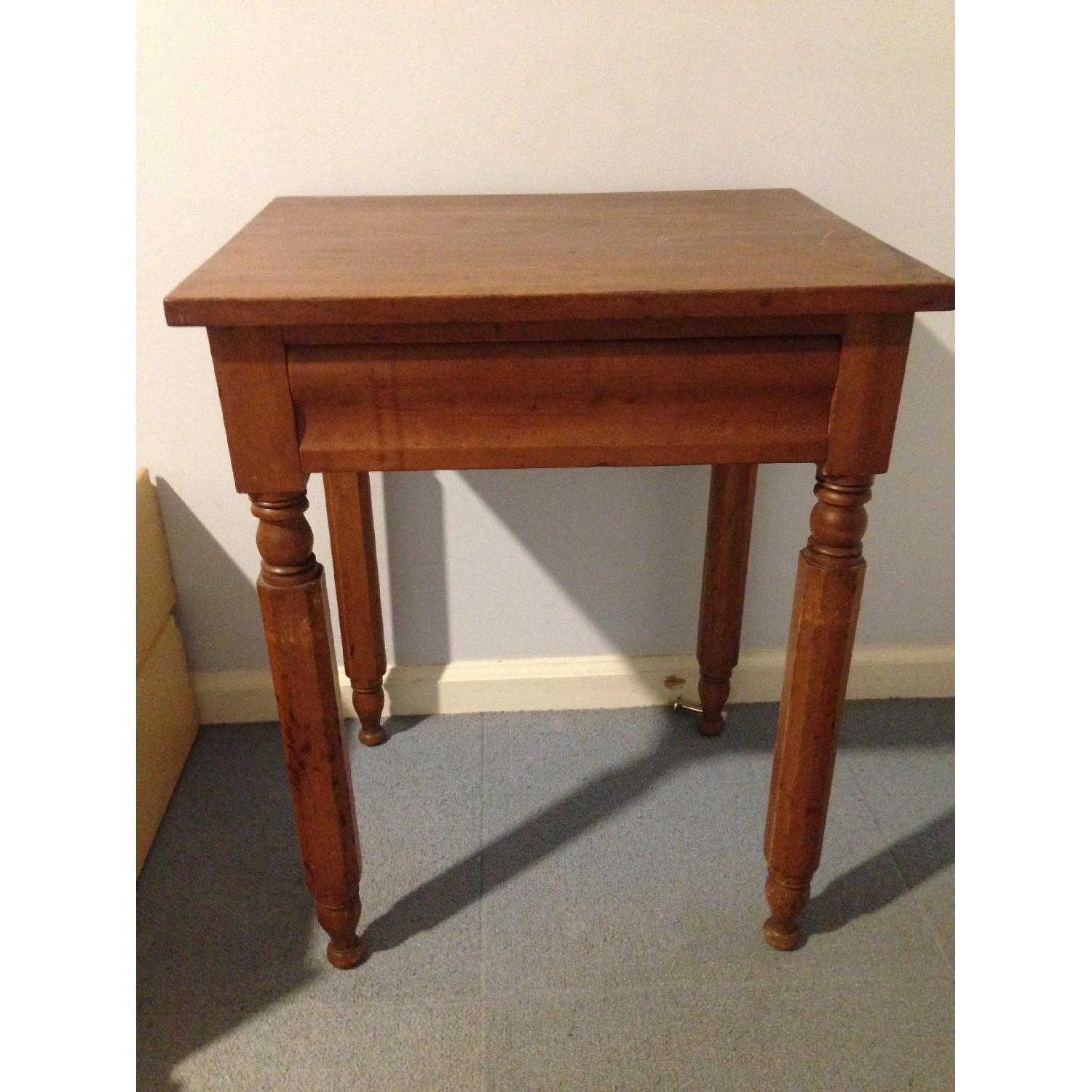 Antique Cherry-Stained Wood Side Table - image-2