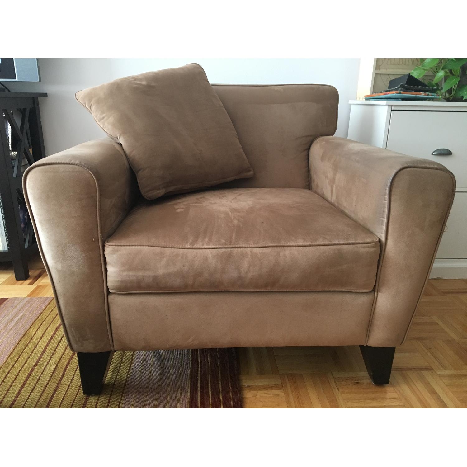 Macy's Beige Sofa + Armchair - image-7