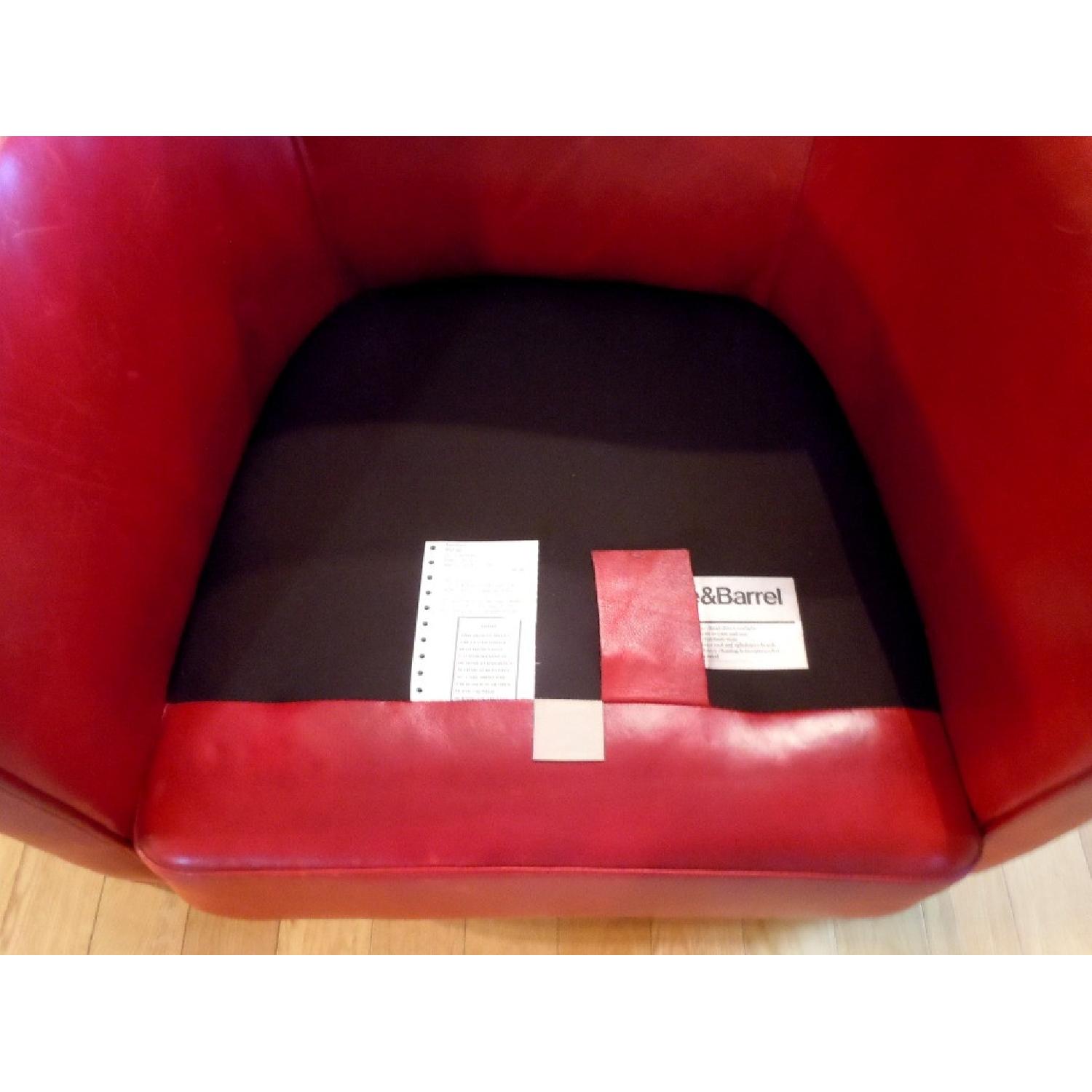 Crate & Barrel Red Leather Armchair - image-1