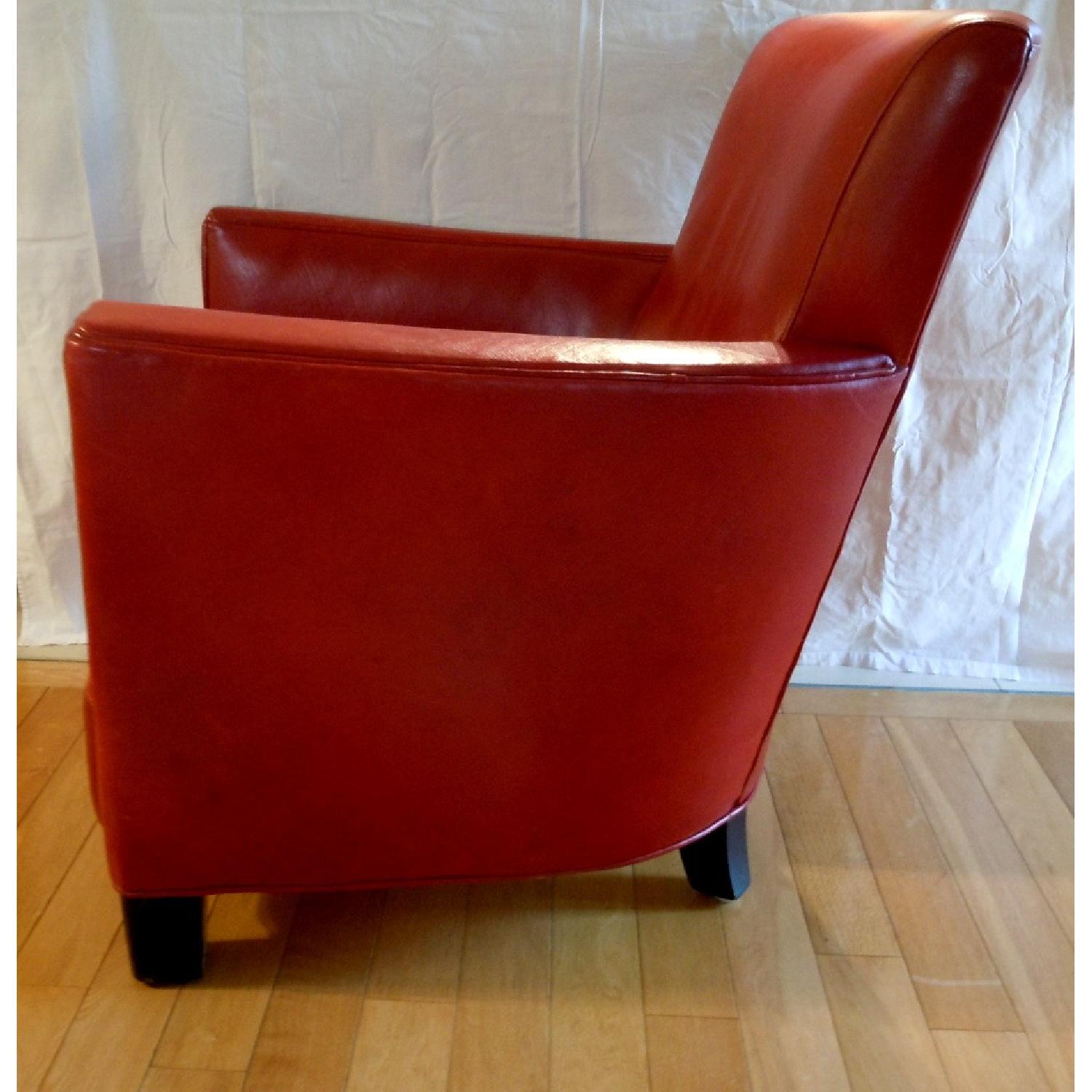Crate & Barrel Red Leather Armchair - image-2