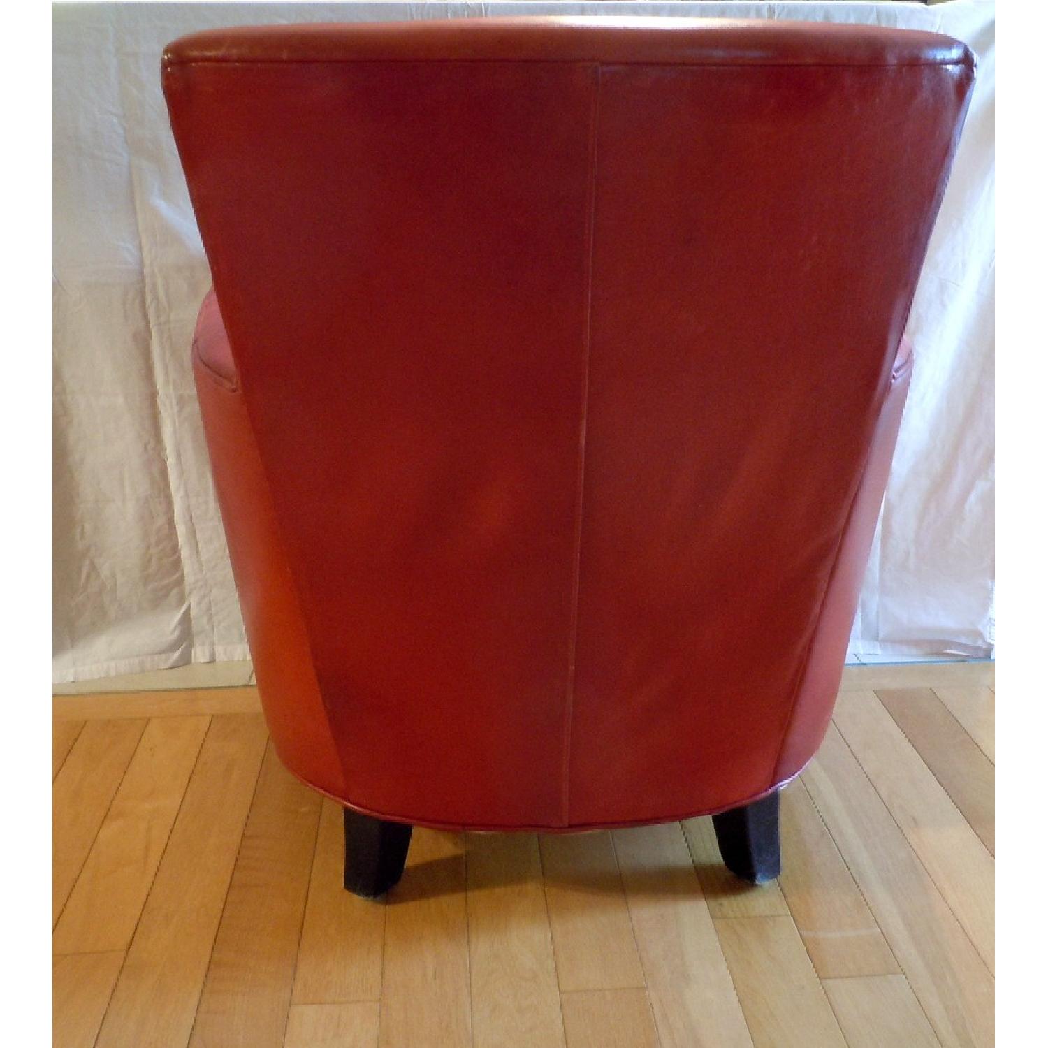 Crate & Barrel Red Leather Armchair - image-3