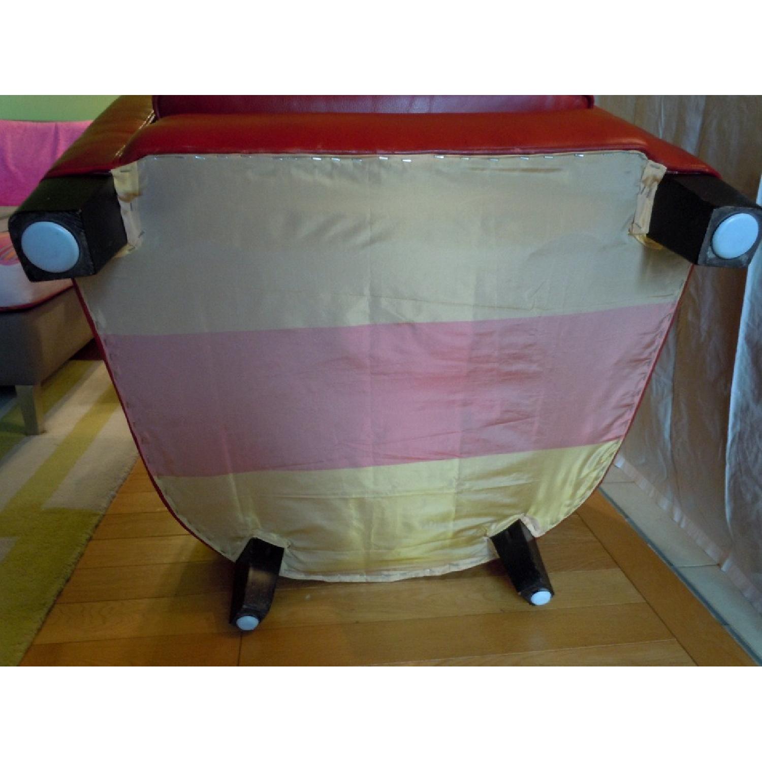 Crate & Barrel Red Leather Armchair - image-5